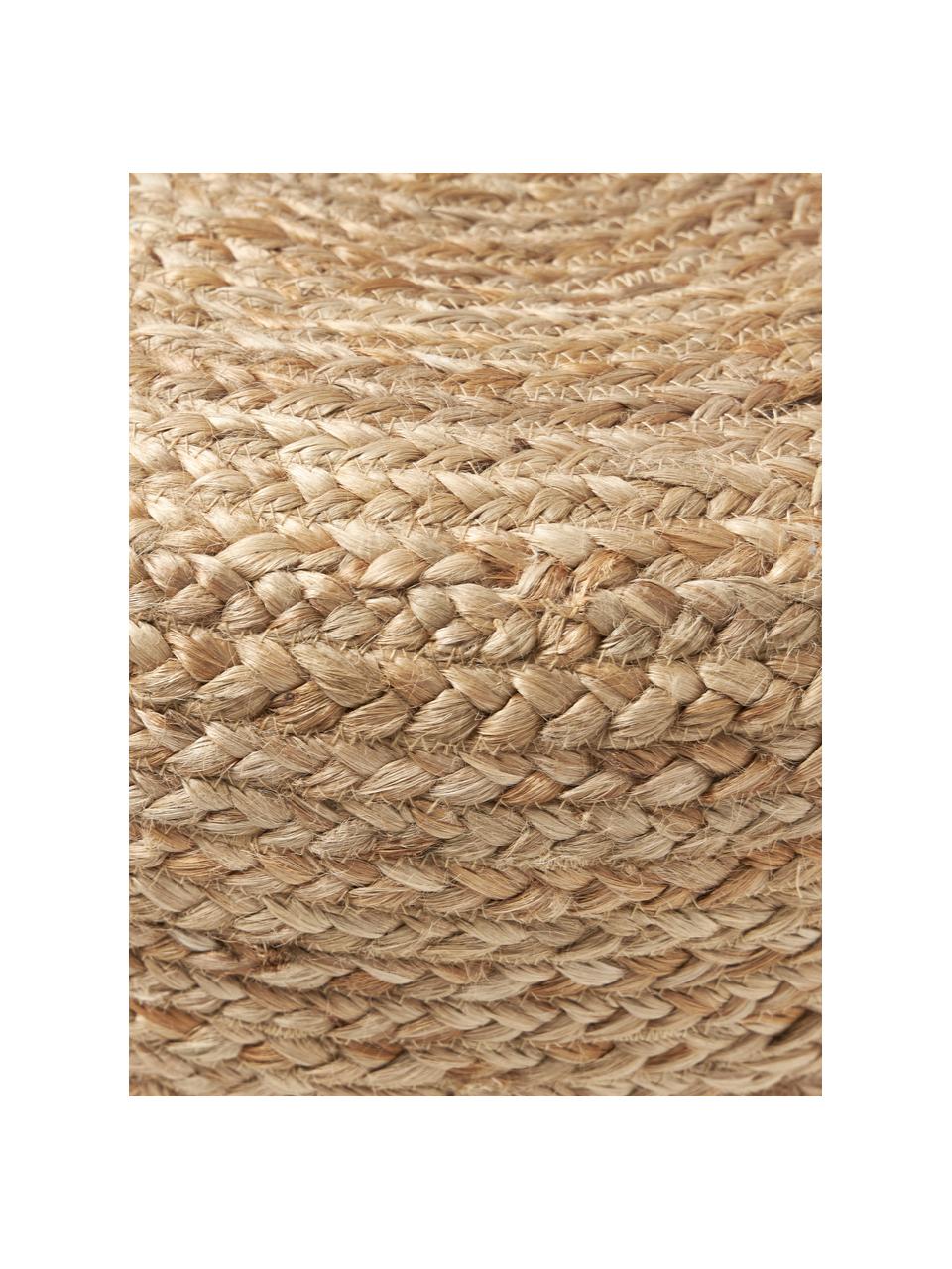 Handgemaakte poef Bono van jute, Bekleding: jute, Beige, Ø 50 x H 36 cm