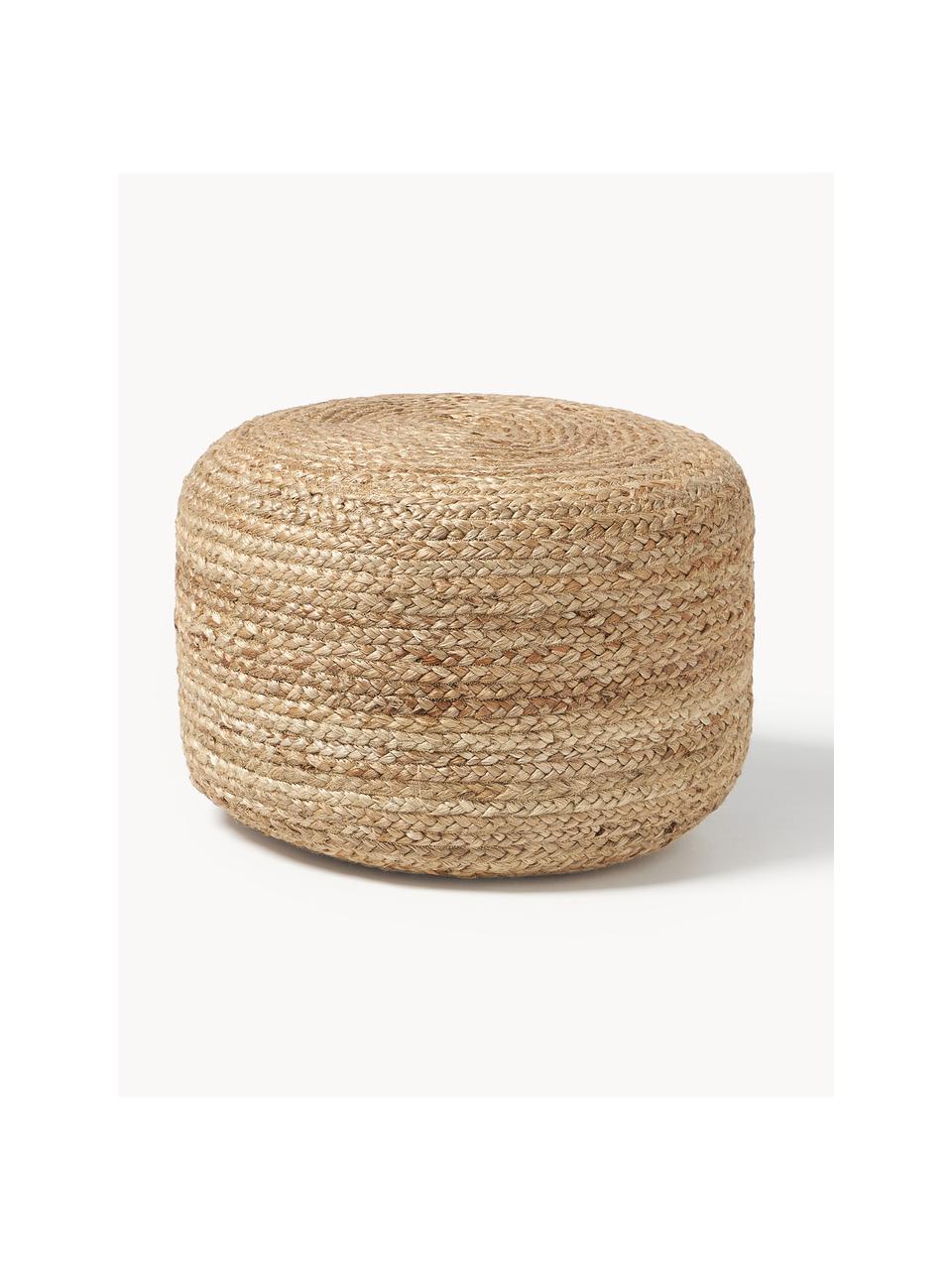 Pouf en jute artisanal Bono, Beige, Ø 50 x haut. 36 cm