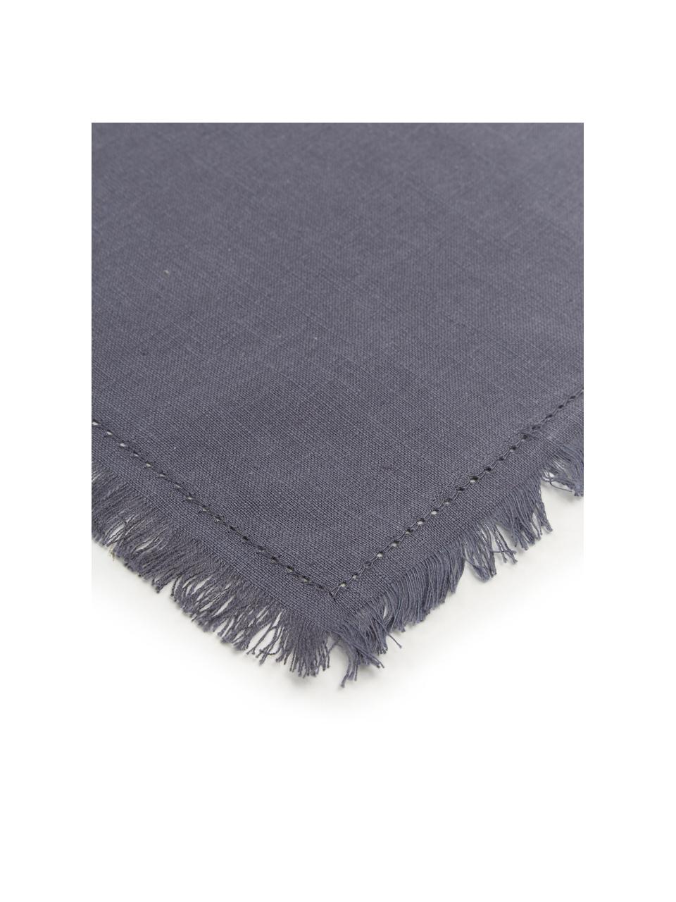 Stoffen servetten Henley met franjes, 2 stuks, 100% katoen, Donkerblauw, B 45 x L 45 cm