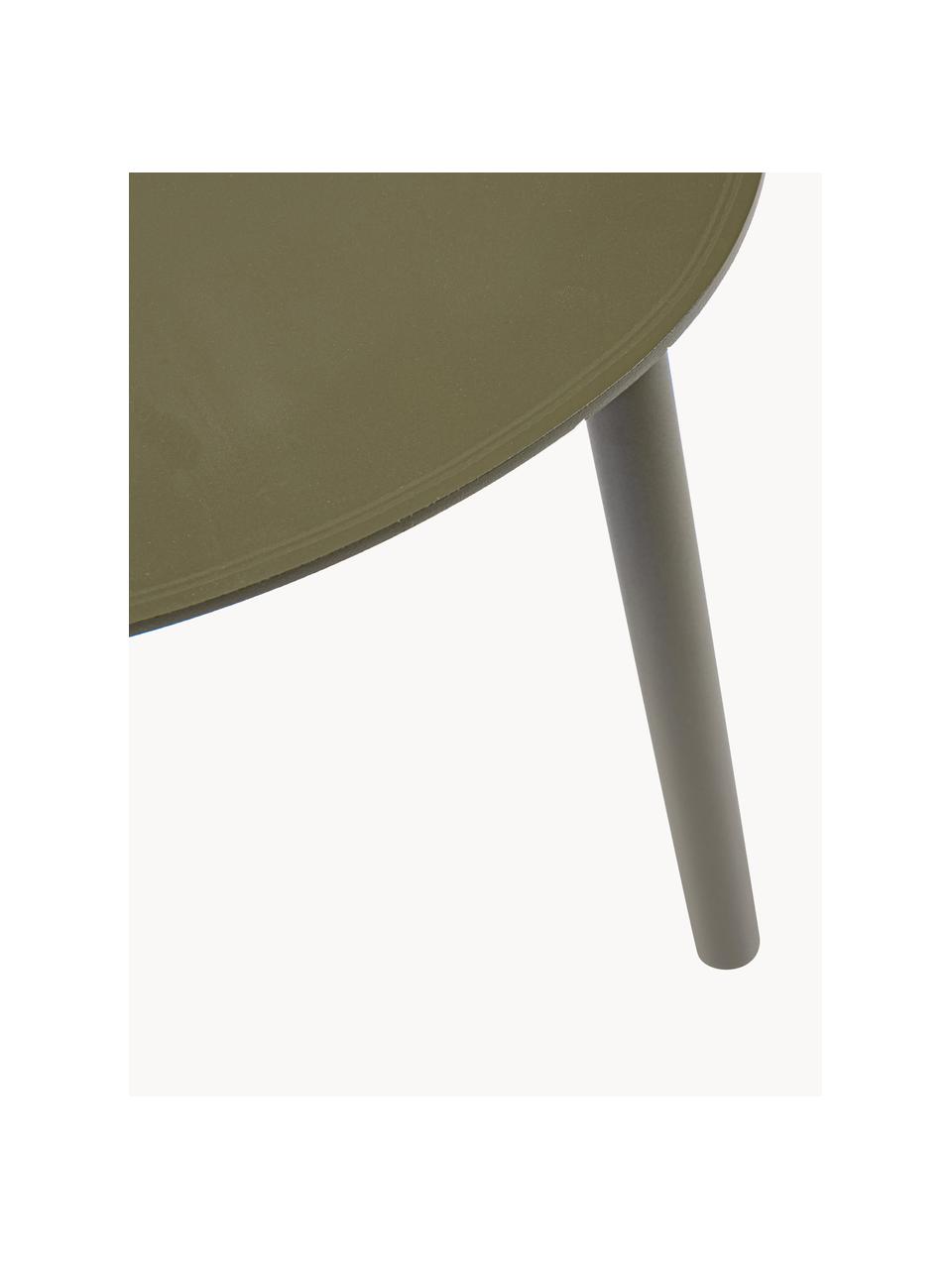 Owalny stolik kawowy Sparky, Aluminium malowane proszkowo, Oliwkowy zielony, S 55 x G 45 cm