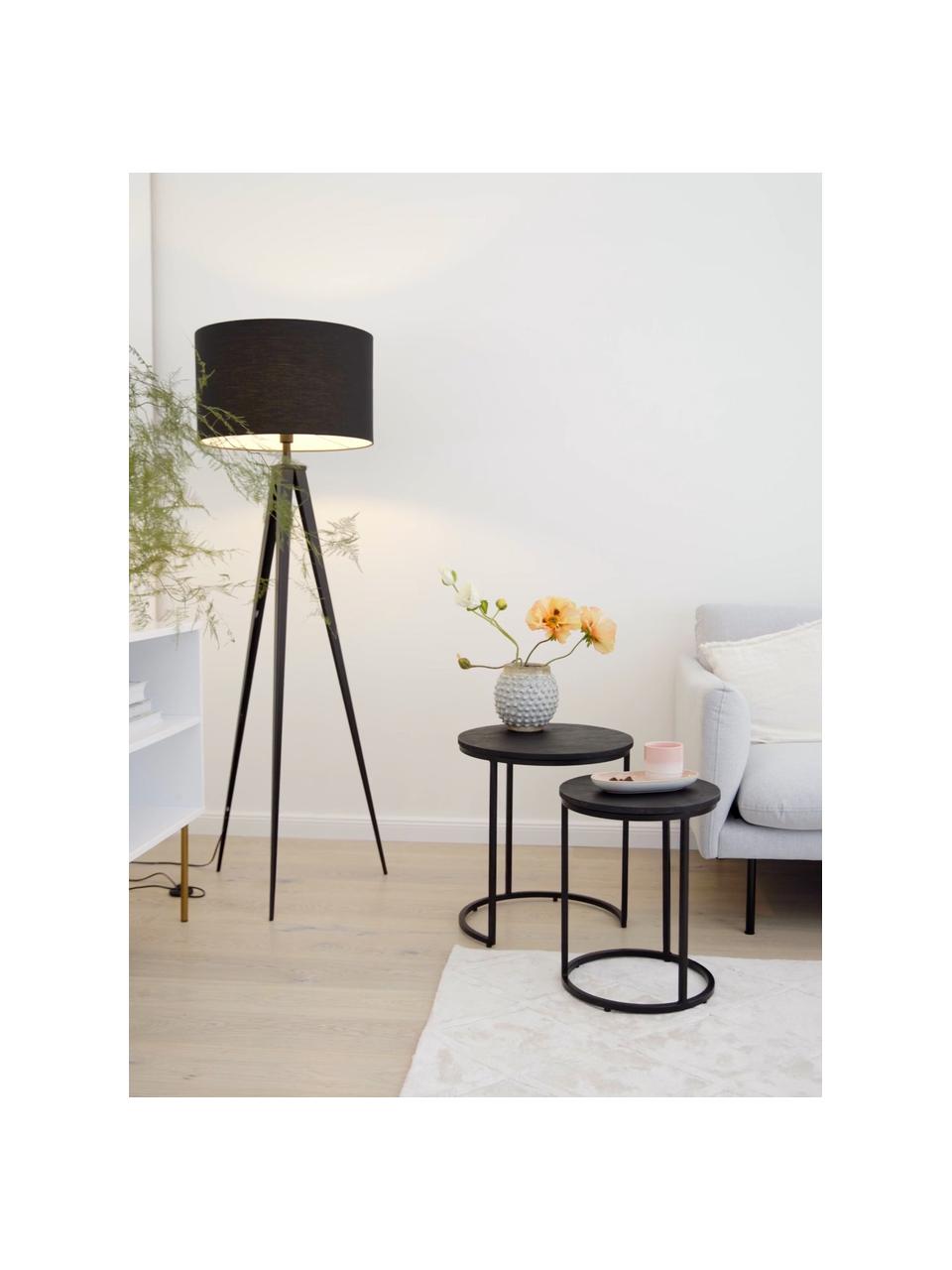 Table d'appoint gigogne noire en manguier Andrew, 2 élém., Bois de manguier, noir laqué, Lot de différentes tailles