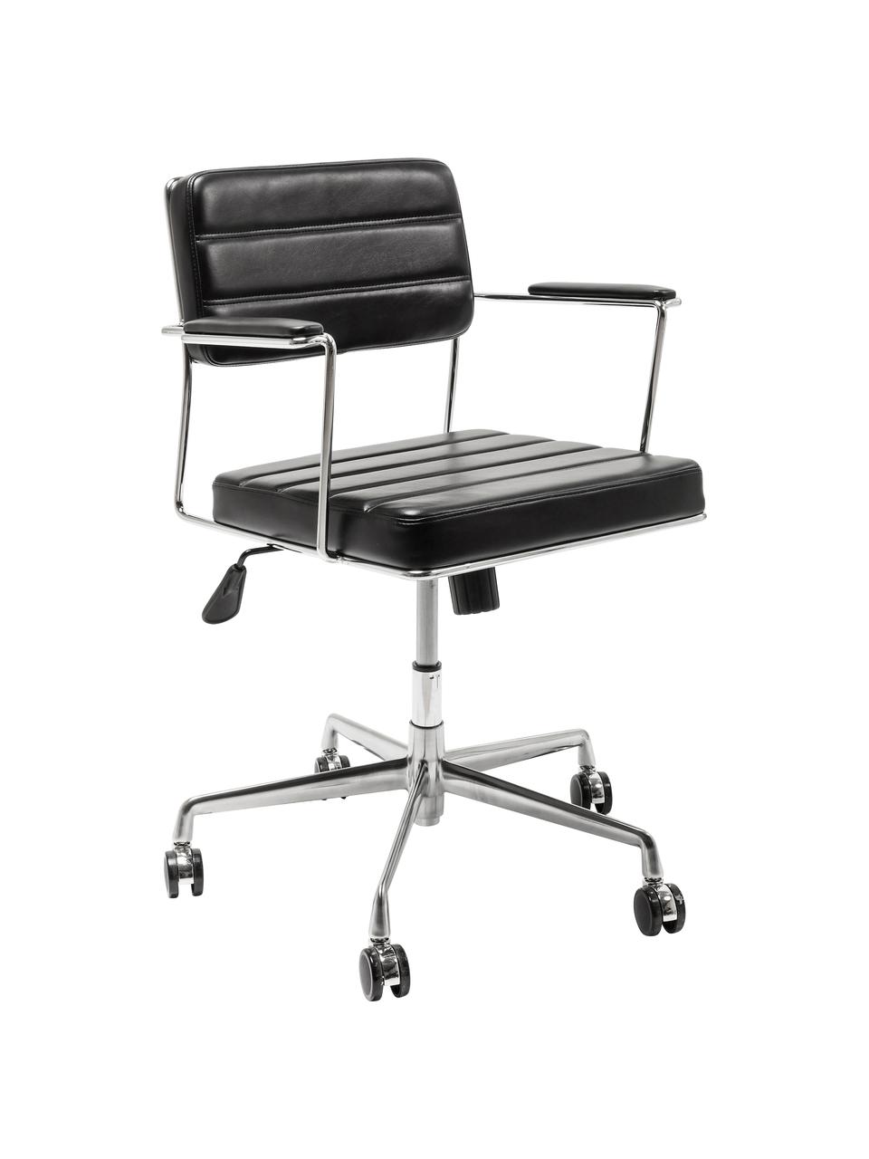 Kancelářská otočná židle z imitace kůže Dottore, Černá, chrom, Š 44 cm, H 50 cm