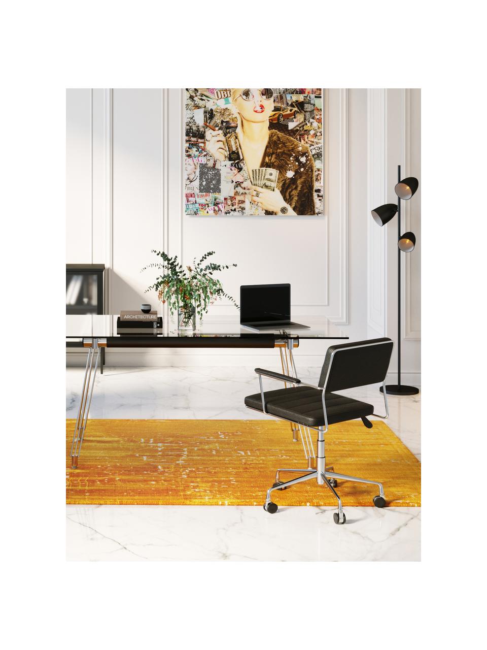 Krzesło biurowe ze sztucznej skóry Dottore, obrotowe, Tapicerka: sztuczna skóra (100% tkan, Stelaż: stal chromowana, Czarna sztuczna skóra, odcienie chromu, S 44 x G 50 cm