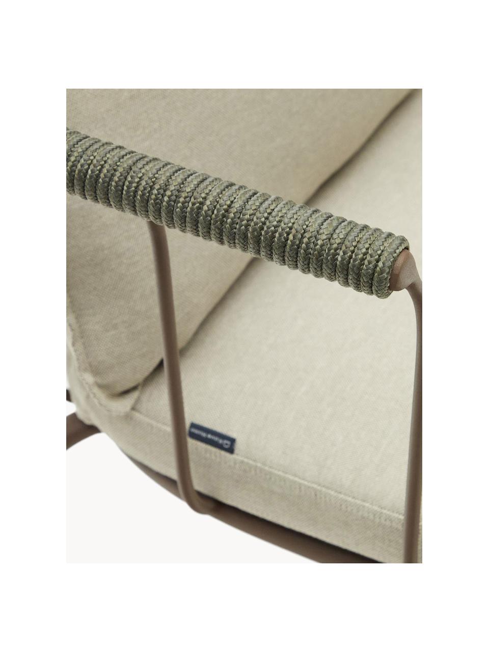 Garten-Barstuhl Jay mit Polsterung, Bezug: 100 % Polyester, Gestell: Metall, pulverbeschichtet, Armlehnen: Seil, Webstoff Hellbeige, Greige, B 59 x T 53 cm