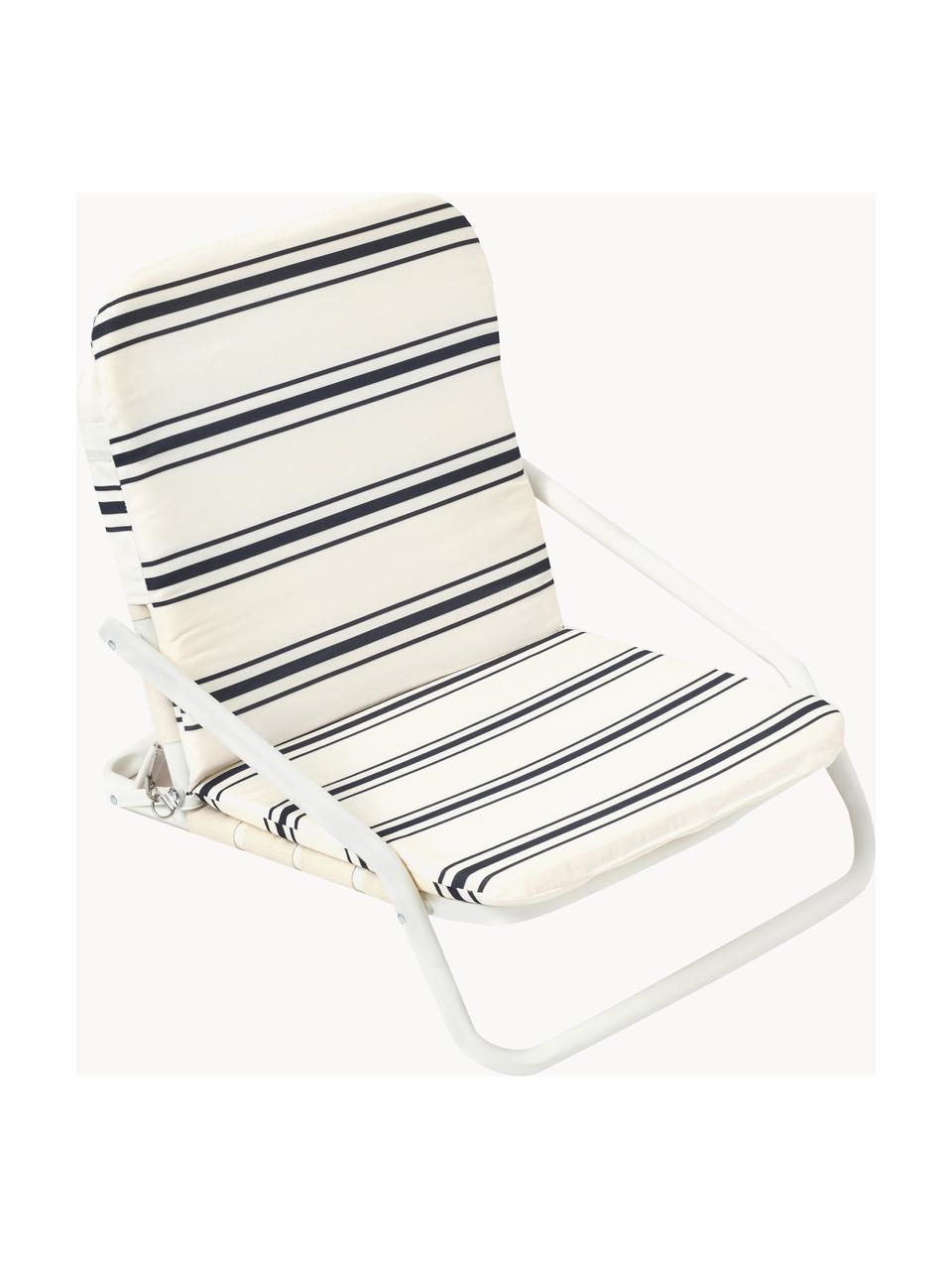 Chaise de plage rembourrée Casa Fes, Tissu blanc cassé, noir, larg. 52 x prof. 63 cm