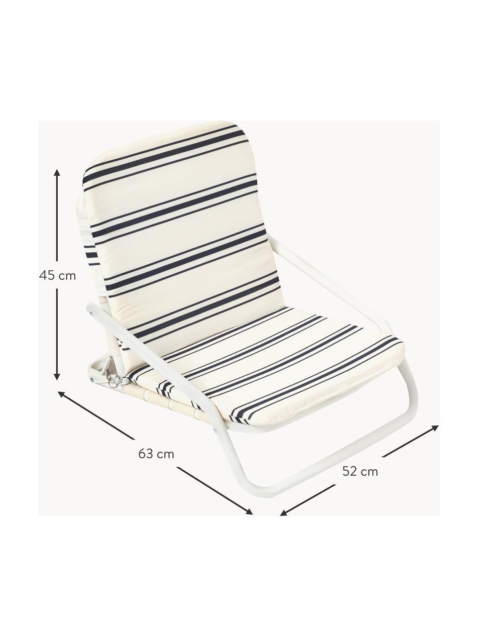 Krzesło plażowe Casa Fes, Tapicerka: 100% bawełna, Stelaż: aluminium malowane proszk, Tkanina w odcieniu złamanej bieli, czarny, S 52 x G 63 cm