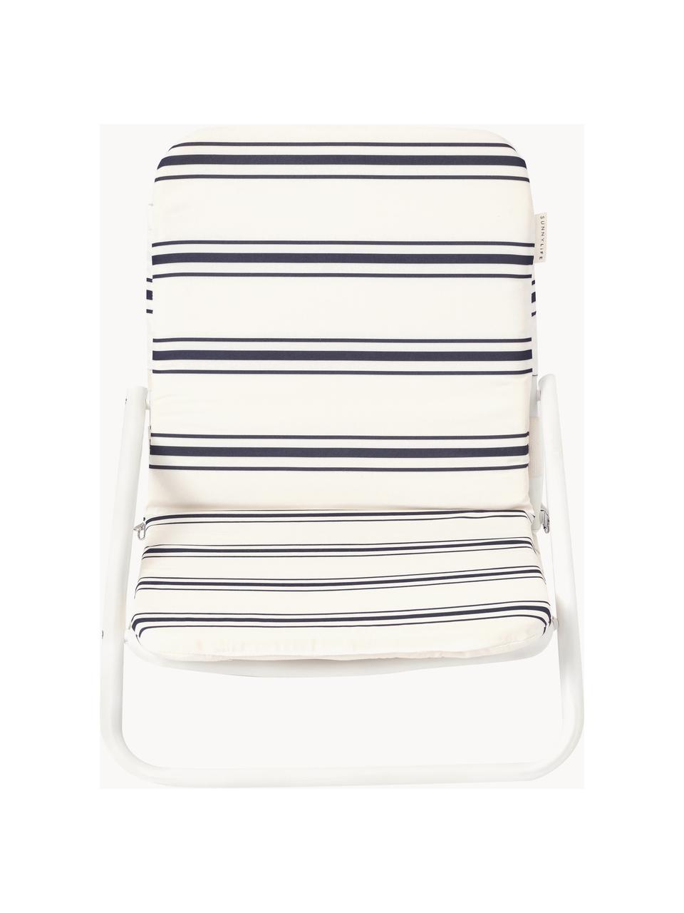 Chaise de plage rembourrée Casa Fes, Tissu blanc cassé, noir, larg. 52 x prof. 63 cm