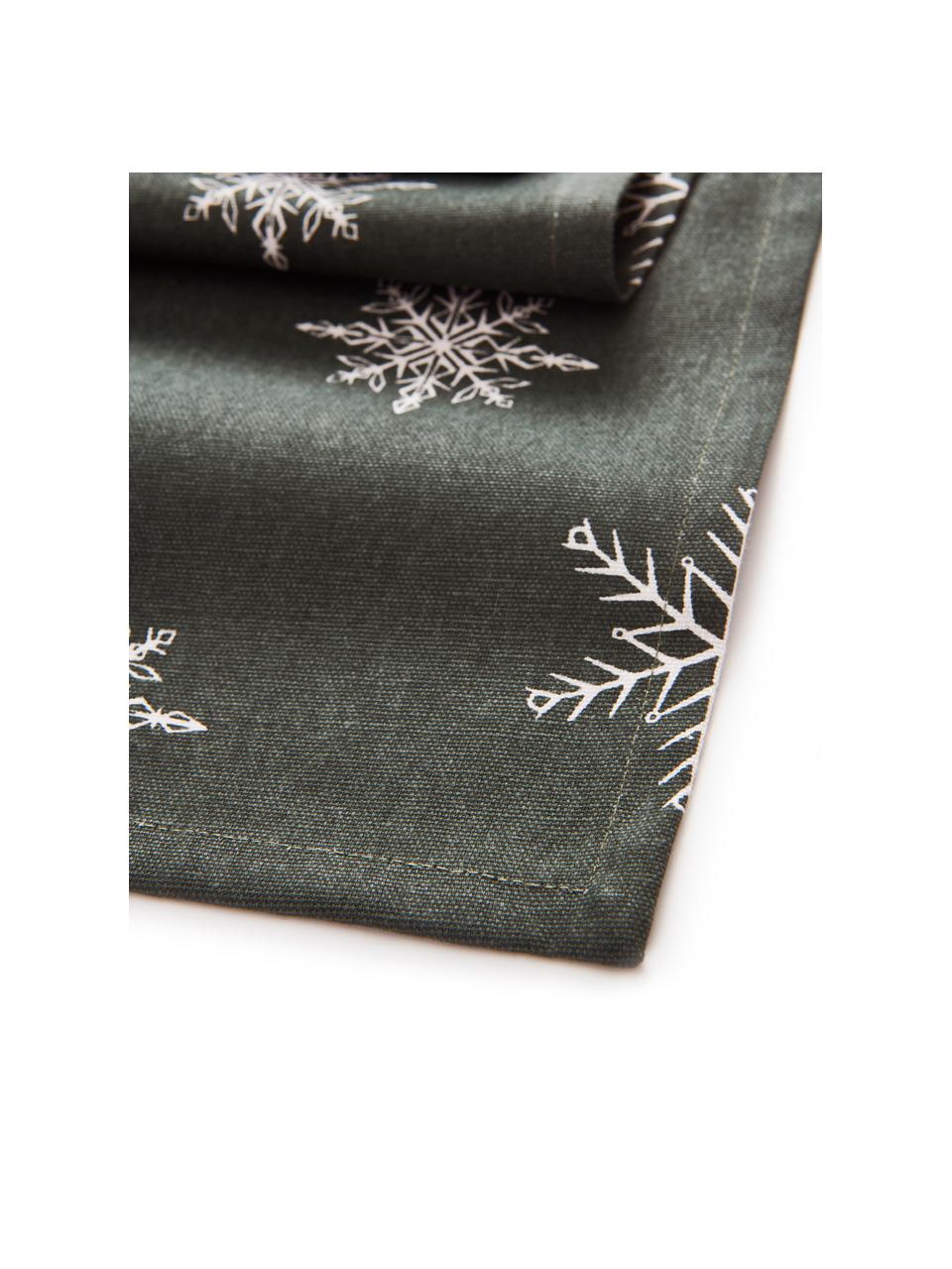 Chemin de table Snow, 100% coton, issu d'une culture durable de coton, Vert, blanc, 40 x 140 cm