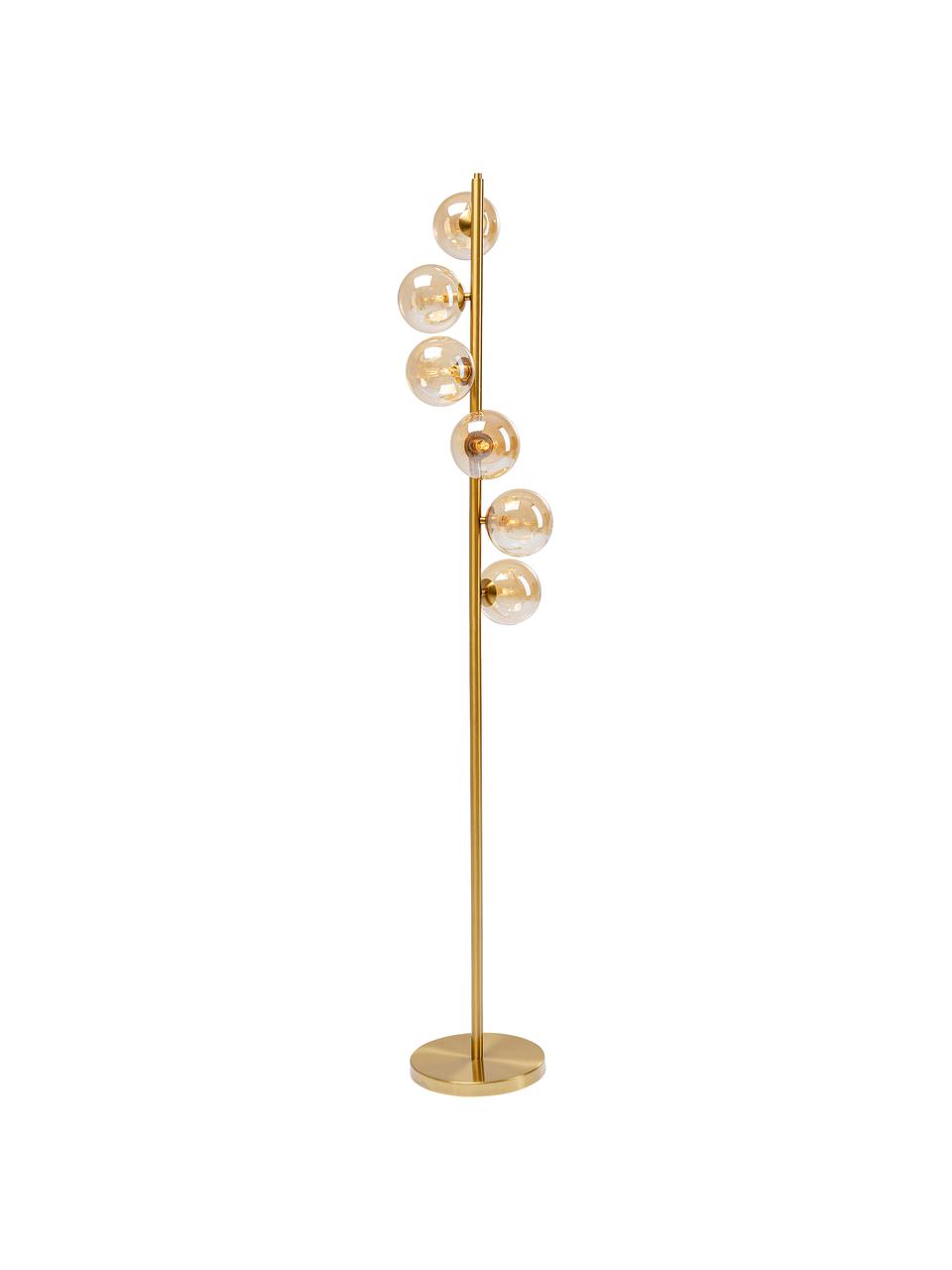 Stehlampe Scala in Gold, Lampenschirm: Glas, Lampenfuß: Stahl, beschichtet, Goldfarben, Ø 28 x H 160 cm