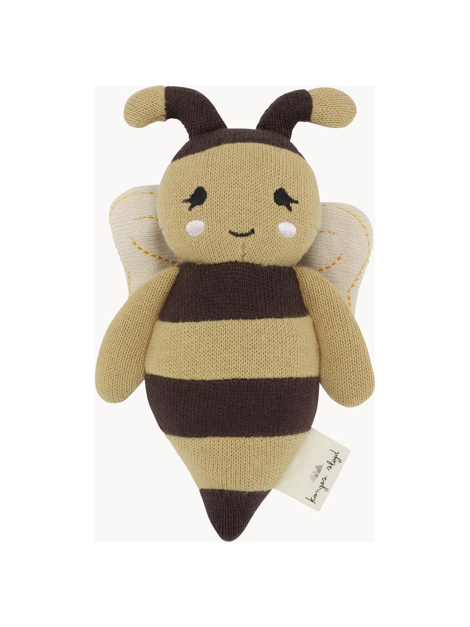 Baumwoll-Kuscheltier Bee, Bezug: 100 % Baumwolle, Ocker, Dunkelbraun, L 15 cm