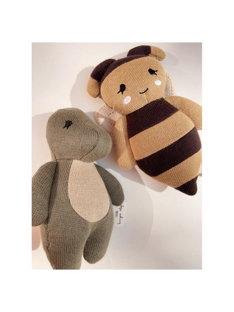 Peluche de algodón Bee, Funda: 100% algodón, Ocre, marrón oscuro, L 15 cm