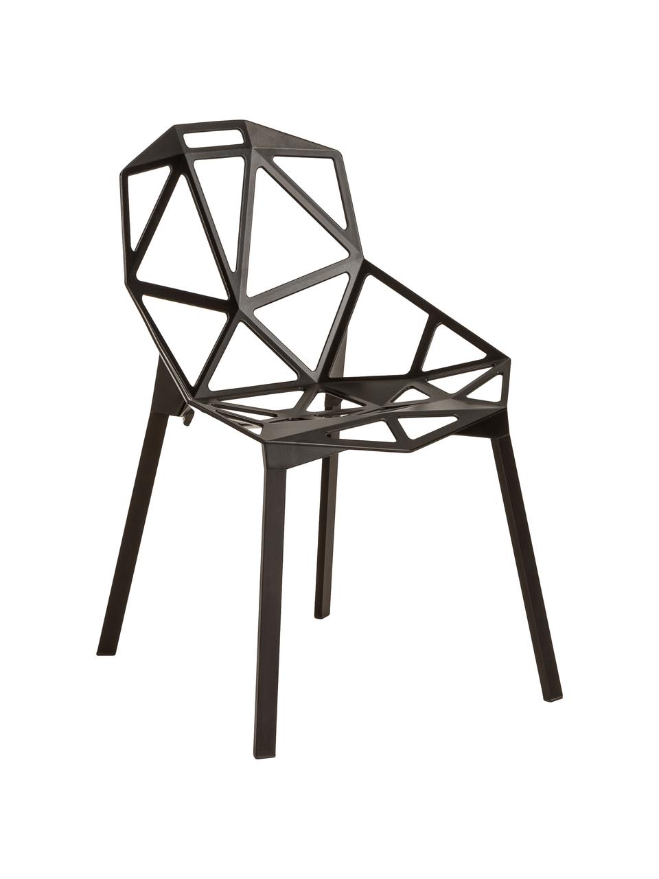 Design-Metallstuhl Chair One, Aluminium, druckgegossen, polyester-lackiert, Schwarz, B 55 x T 59 cm