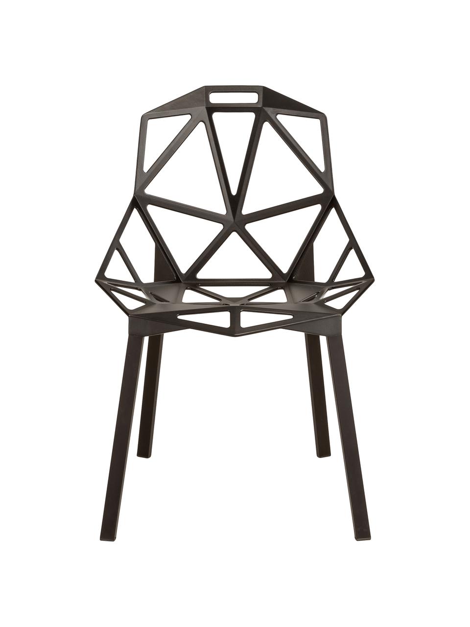 Krzesło z metalu Chair One, Aluminium z odlewu, lakierowane farbą poliestrową, Czarny, S 55 x W 82 cm