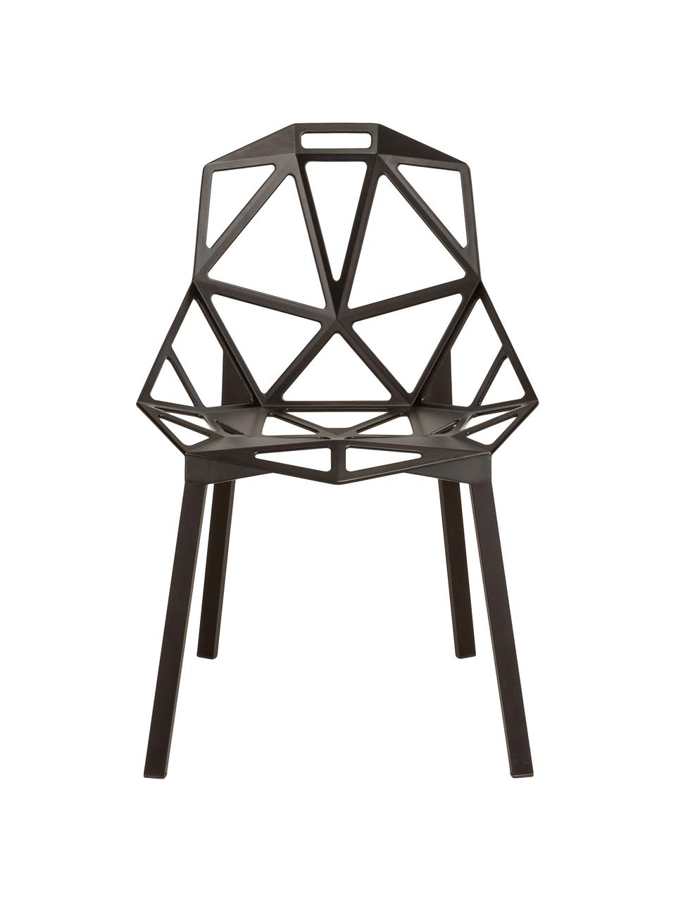 Sedia di design Chair One, Alluminio, pressofuso, poliestere verniciato, Nero, Larg. 55 x Prof. 59 cm