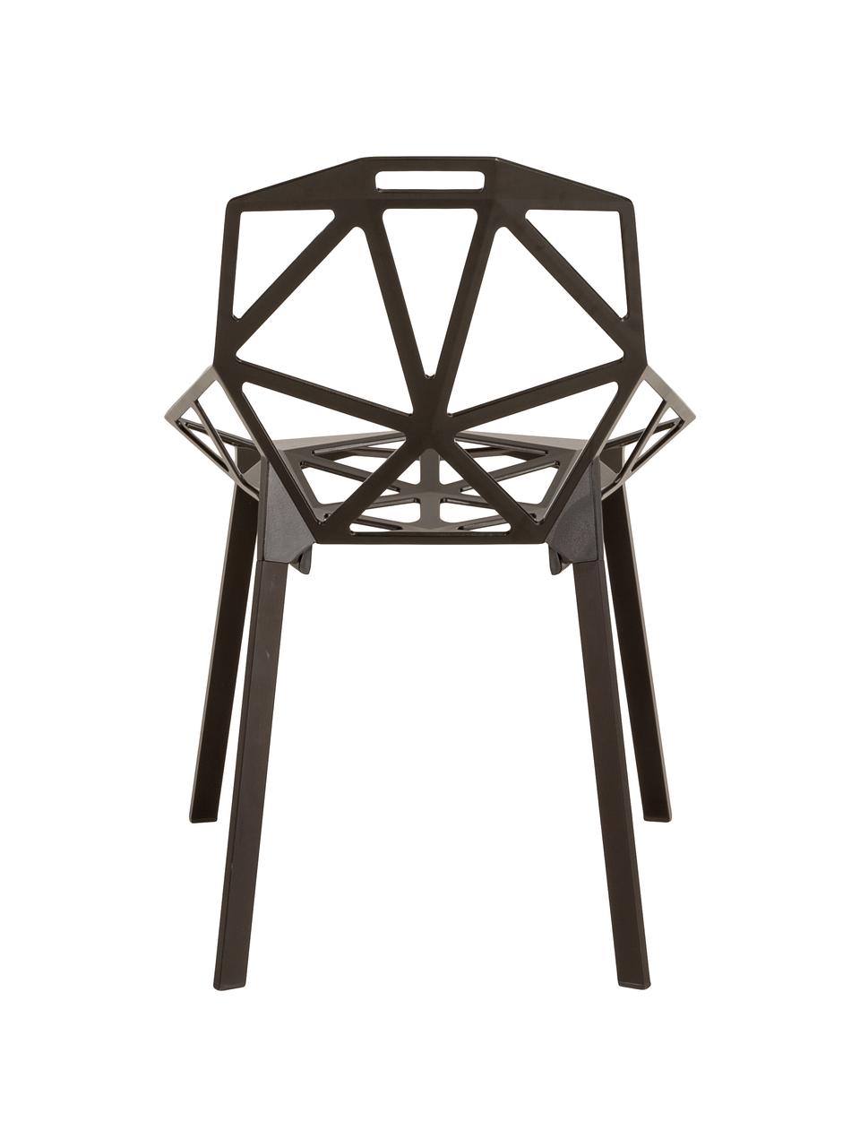 Metalen design stoel Chair One, Gegoten aluminium, gelakt polyester, Zwart, 55 x 82 cm