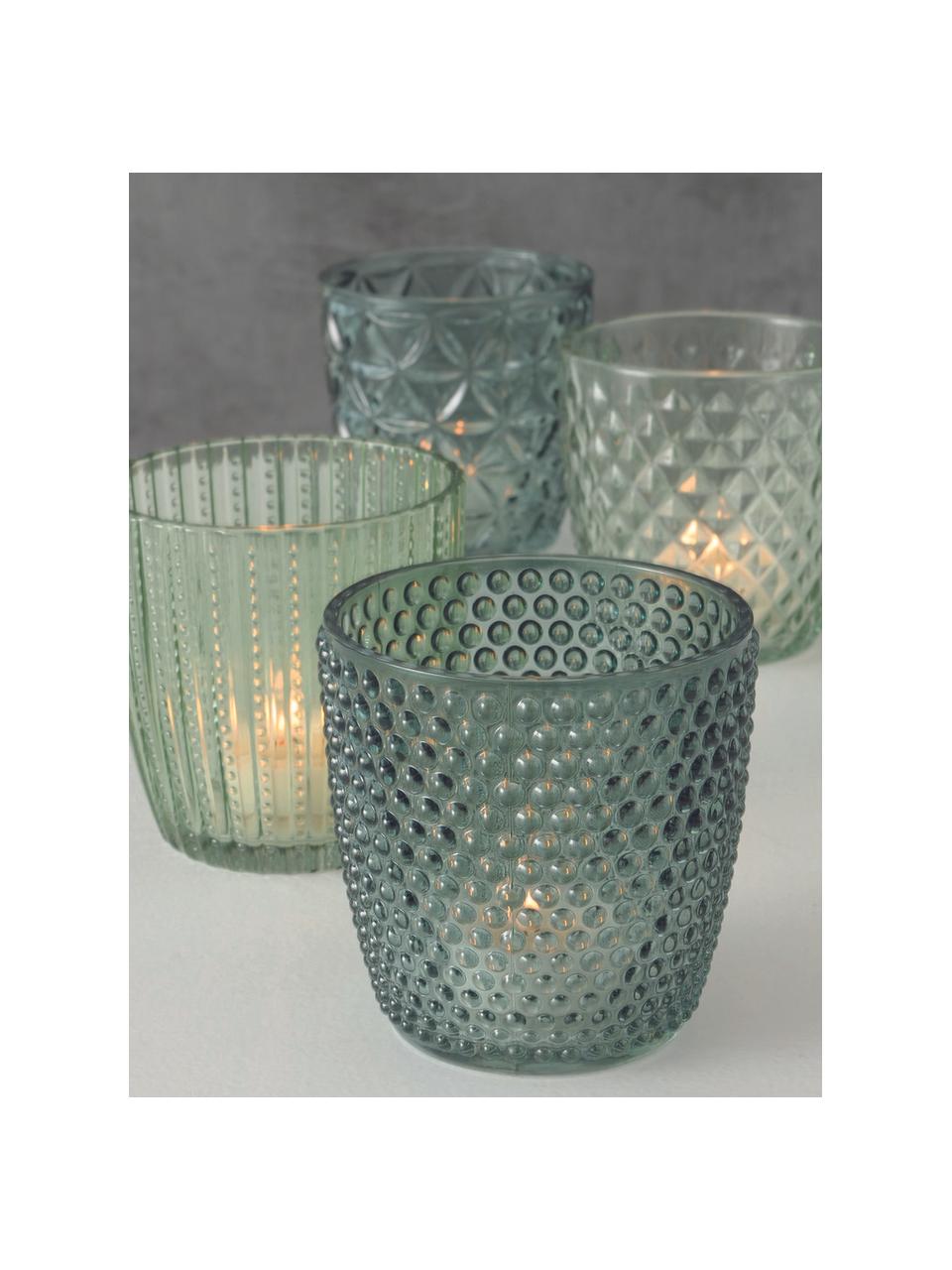 Set 4 portacandele Marilu, Vetro, Verde, Ø 9 x Alt. 9 cm