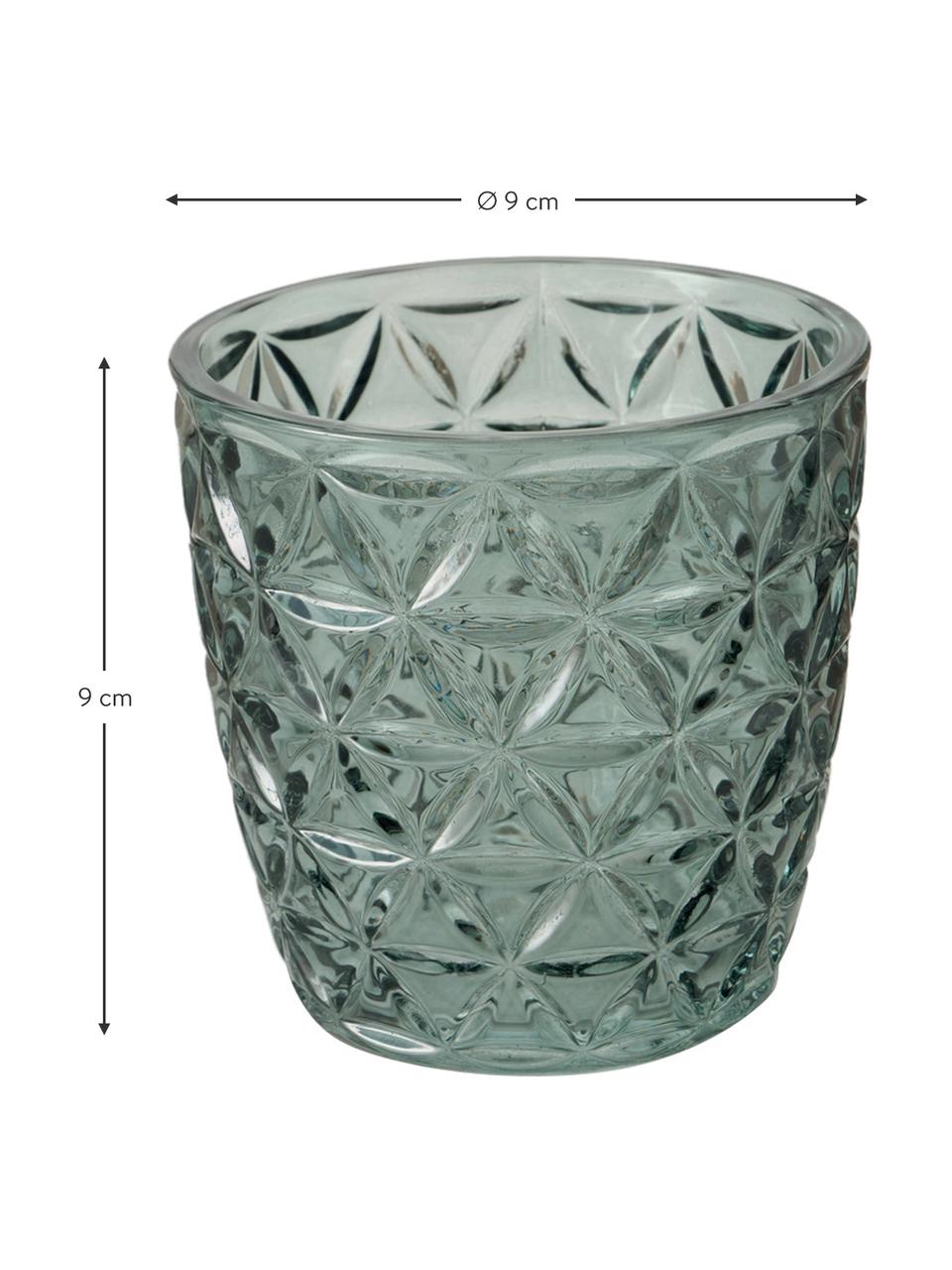 Waxinelichthouderset Marilu, 4-delig, Glas, Groentinten, transparant, Ø 9 x H 9 cm
