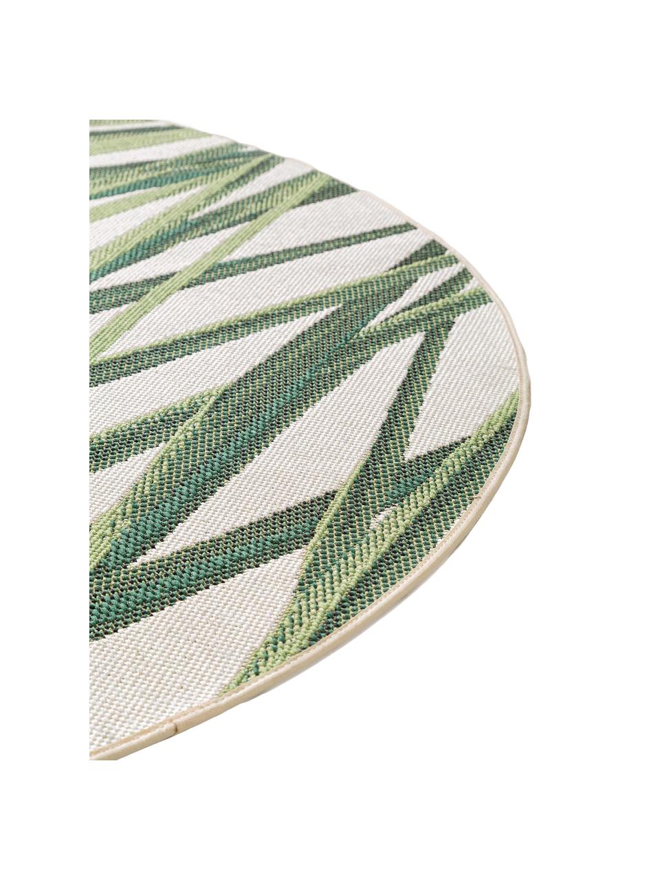 Tappeto rotondo da interno-esterno con motivo foglie Capri, 100% polipropilene, Verde, beige, Ø 160 cm (taglia L)