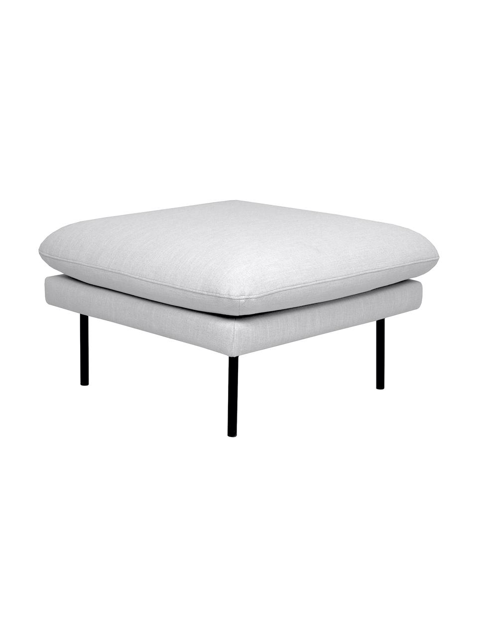 Poggiapiedi da divano con piedini in metallo Moby, Rivestimento: poliestere Con 60.000 cic, Struttura: legno di pino massiccio, , Piedini: metallo verniciato a polv, Grigio chiaro, Larg. 78 x Alt. 48 cm