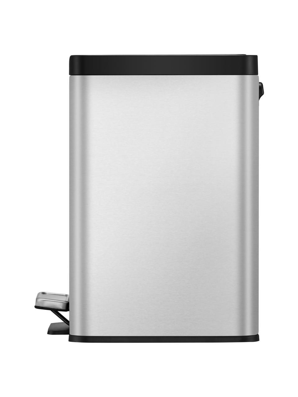 Afvalemmer Essential met pedaal functie, 20 + 9 L, Houder: roestvrij staal, geborste, Deksel: kunststof, Zilverkleurig, B 46 x H 41 cm, 20 L + 9 L