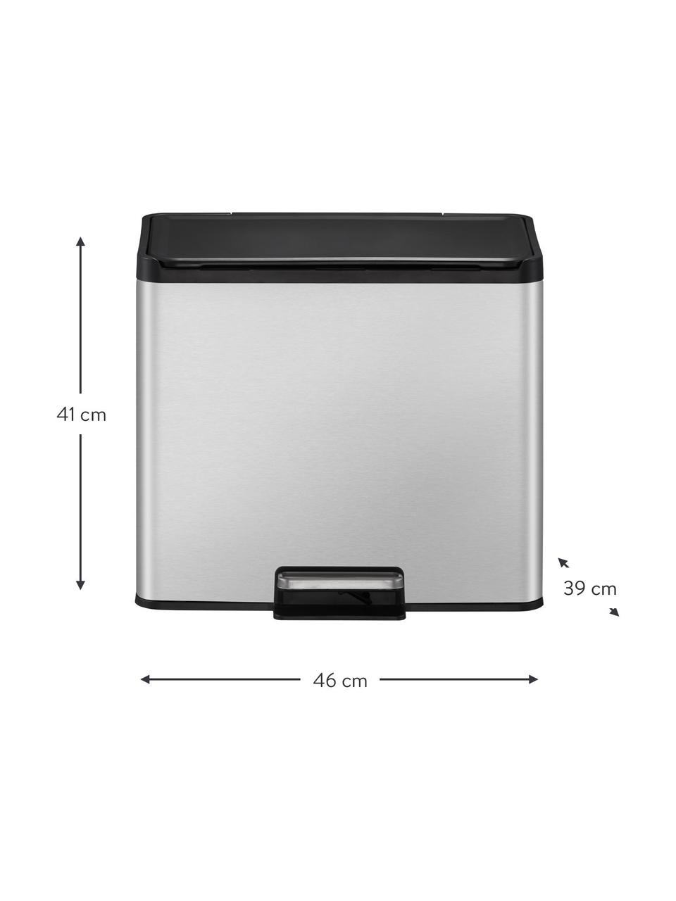 Kosz na śmieci z funkcją pedału Essential, 20 l + 9 l, Odcienie srebrnego, S 46 x W 41 cm, 20 l + 9 l