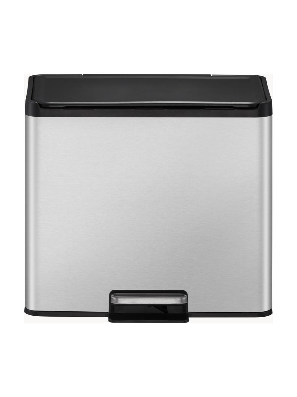 Pattumiera con funzione pedale Essential, 20 L + 9 L, Contenitore: acciaio inossidabile spaz, Coperchio: plastica, Argentato, Larg. 46 x Prof. 39 cm, 20 L + 9 L