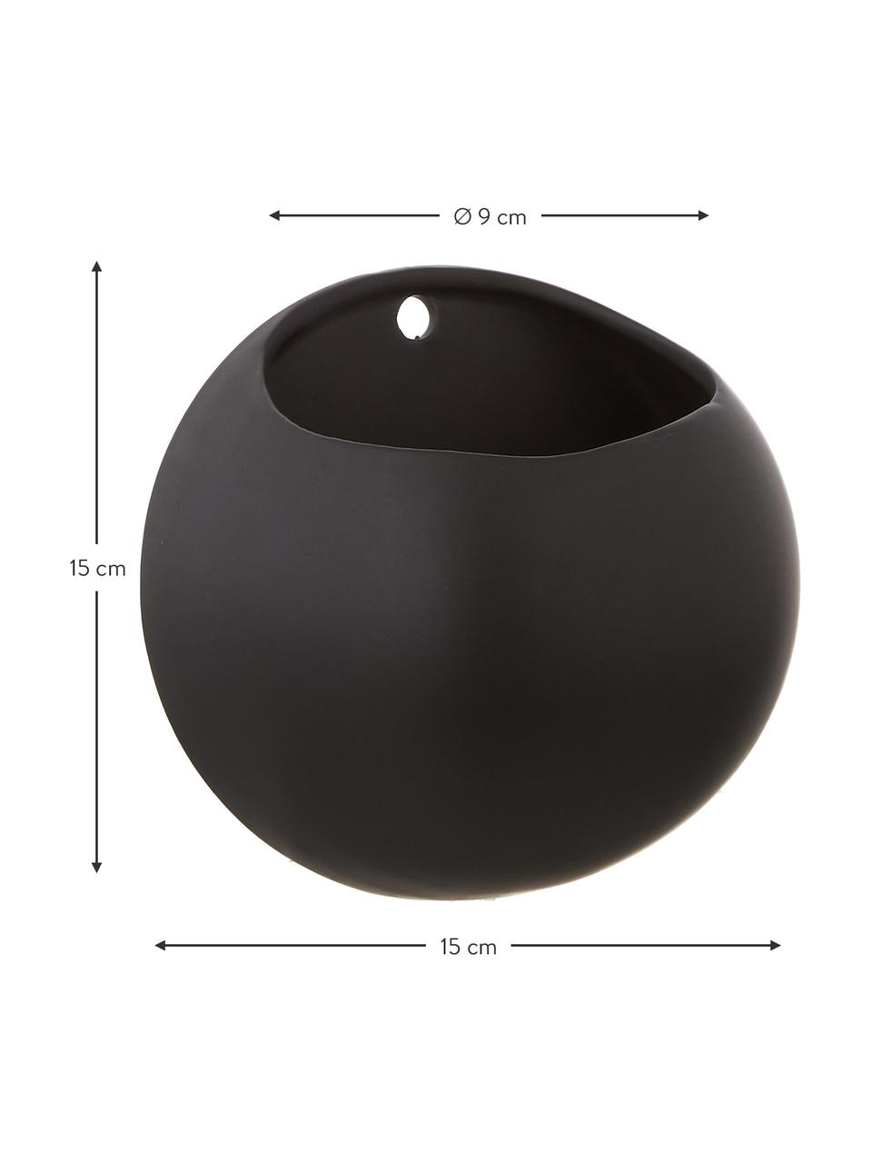 Macetero de pared pequeño Globe, Cerámica, Negro, Ø 15 x Al 10 cm