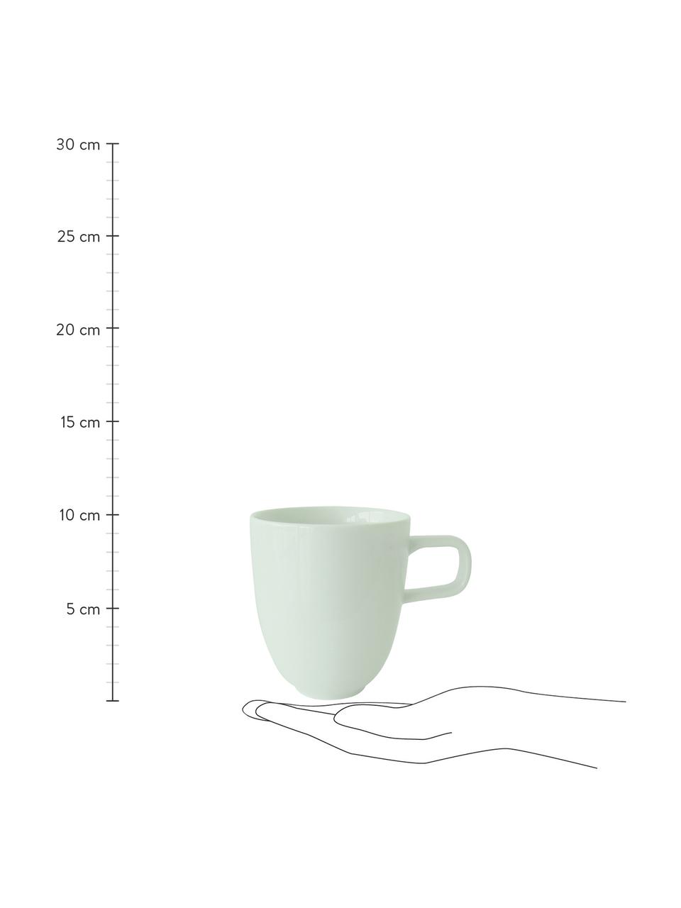 Tazas de té de porcelana Kolibri, 6 uds., Porcelana, Verde menta, Ø 8 x Al 10 cm