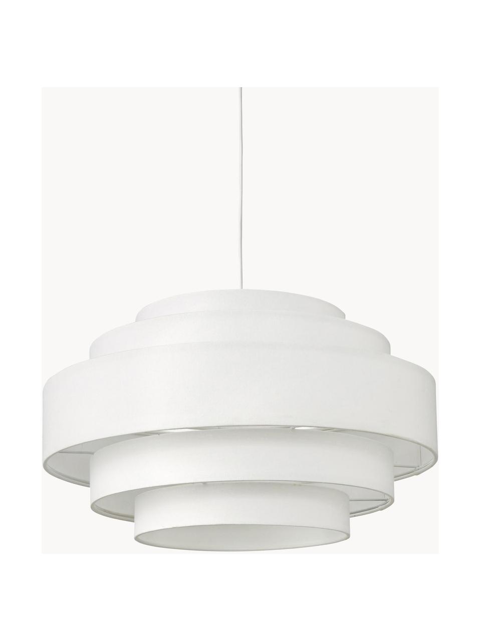 Lampada a sospensione Miguel, Paralume: cotone, Baldacchino: metallo rivestito, Bianco, Ø 50 x Alt. 29 cm