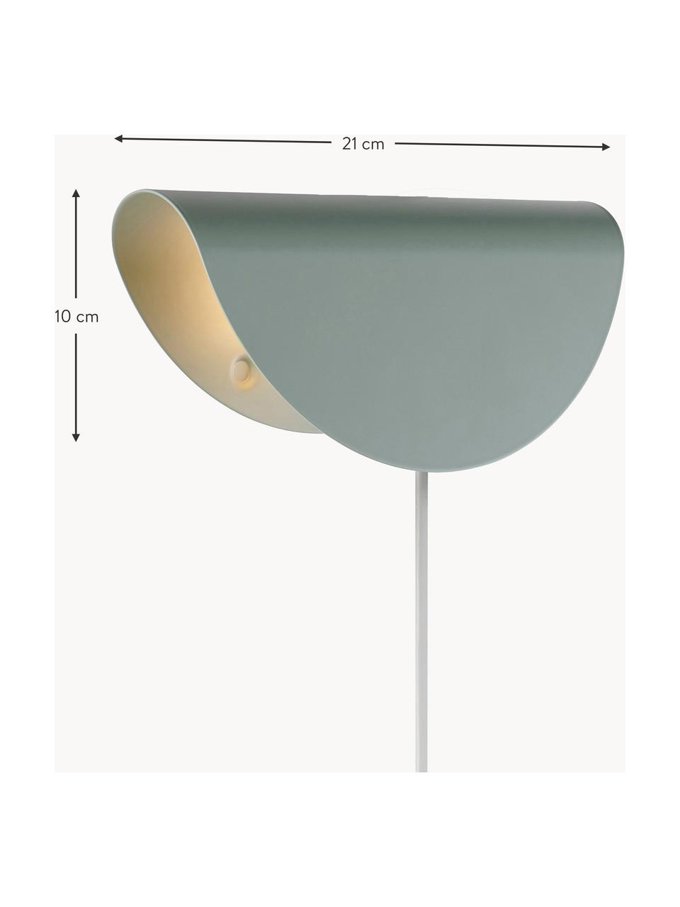 Wandleuchte Model 2110 mit Stecker, Salbeigrün, B 21 x H 10 cm