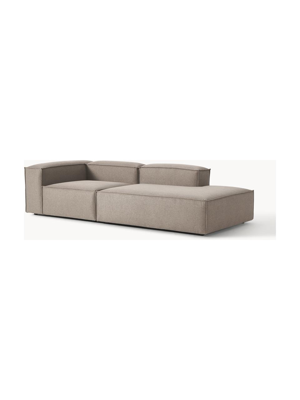 Modulaire chaise longue Lennon, Bekleding: 100% polyester De slijtva, Frame: massief grenenhout, multi, Poten: kunststof Dit product is , Geweven stof taupe, B 269 x D 119 cm, armleuning rechts