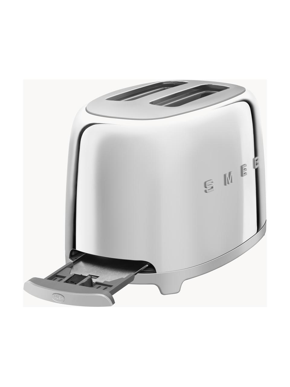 Kompakt Toaster 50's Style, Edelstahl, lackiert, Silberfarben, glänzend, B 31 x T 20 cm