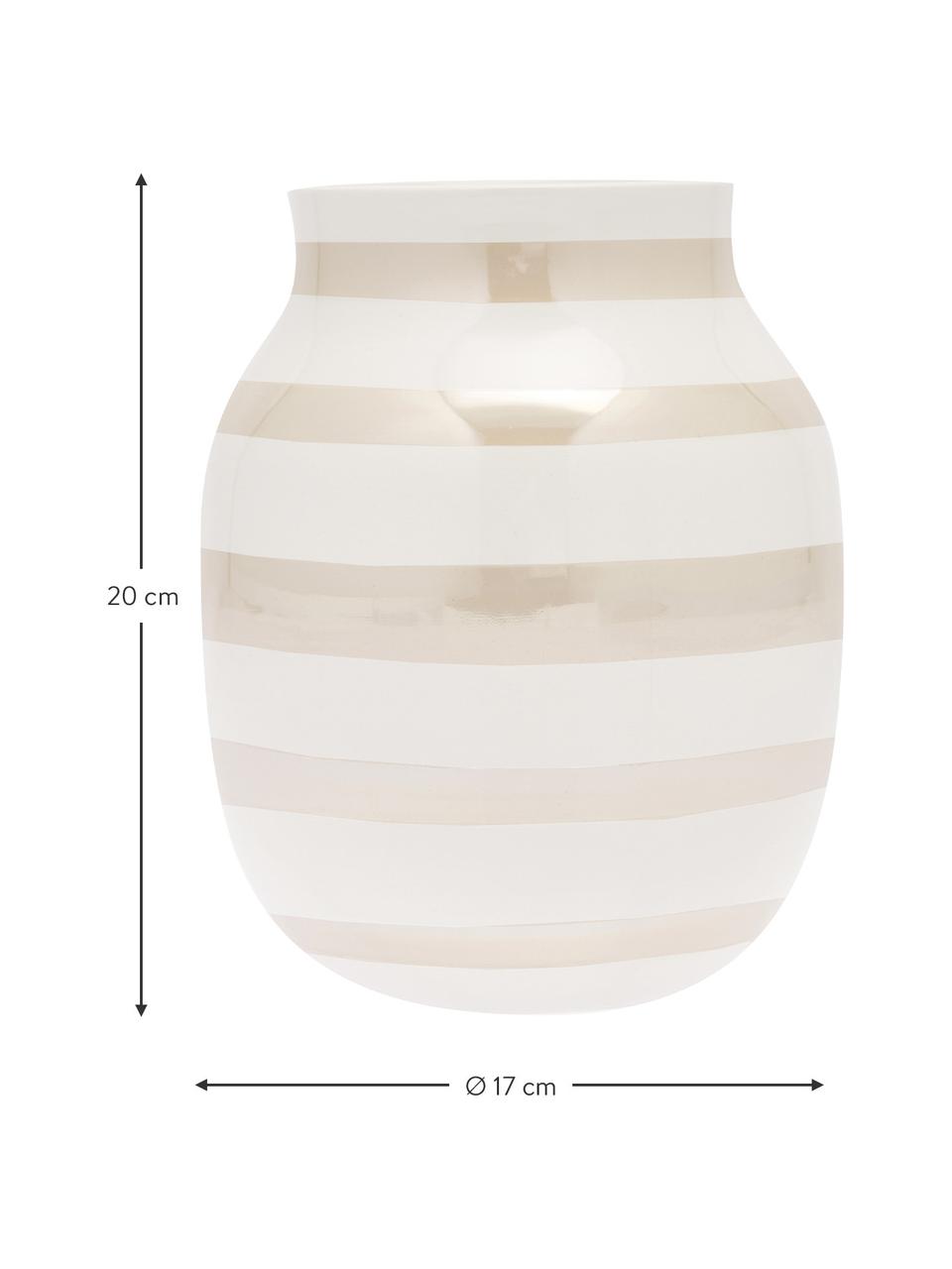 Vase déco céramique fait main Omaggio, Céramique, Couleur crème, Ø 17 x haut. 20 cm