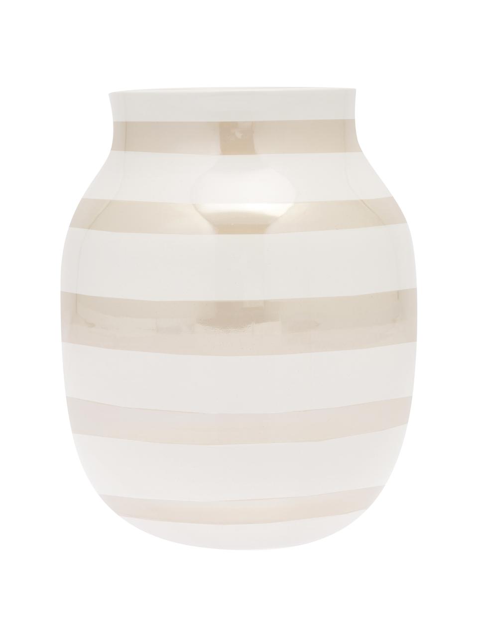 Handgemaakte keramische vaas Omaggio, Keramiek, Crèmekleurig, Ø 17 x H 20 cm