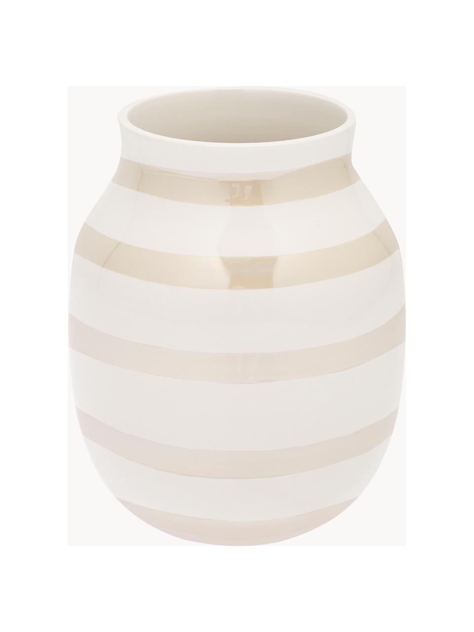 Vase artisanal en céramique Omaggio, haut. 20 cm, Céramique, Beige clair, blanc cassé, Ø 17 x haut. 20 cm