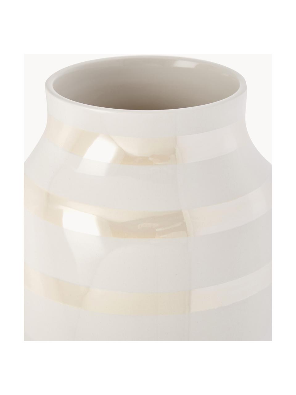 Handgefertigte Keramik-Vase Omaggio, H 20 cm, Keramik, Hellbeige, Off White, Ø 17 x H 20 cm