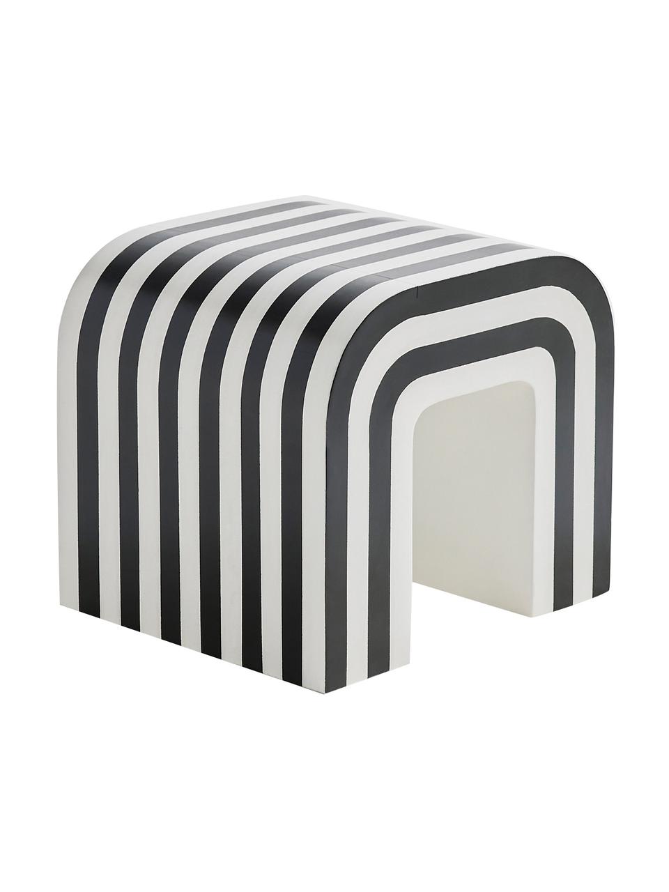 Tavolino in legno di mango nero/bianco Lucie, Legno di mango rivestito, Nero, bianco, Larg. 45 x Alt. 40 cm