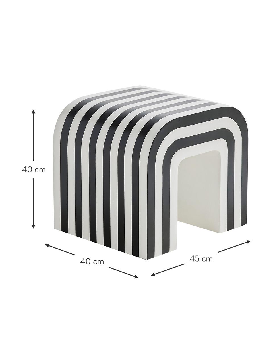 Mesa auxiliar de madera de mango Lucie, Madera de mango recubierta, Negro, blanco, An 45 x Al 40 cm