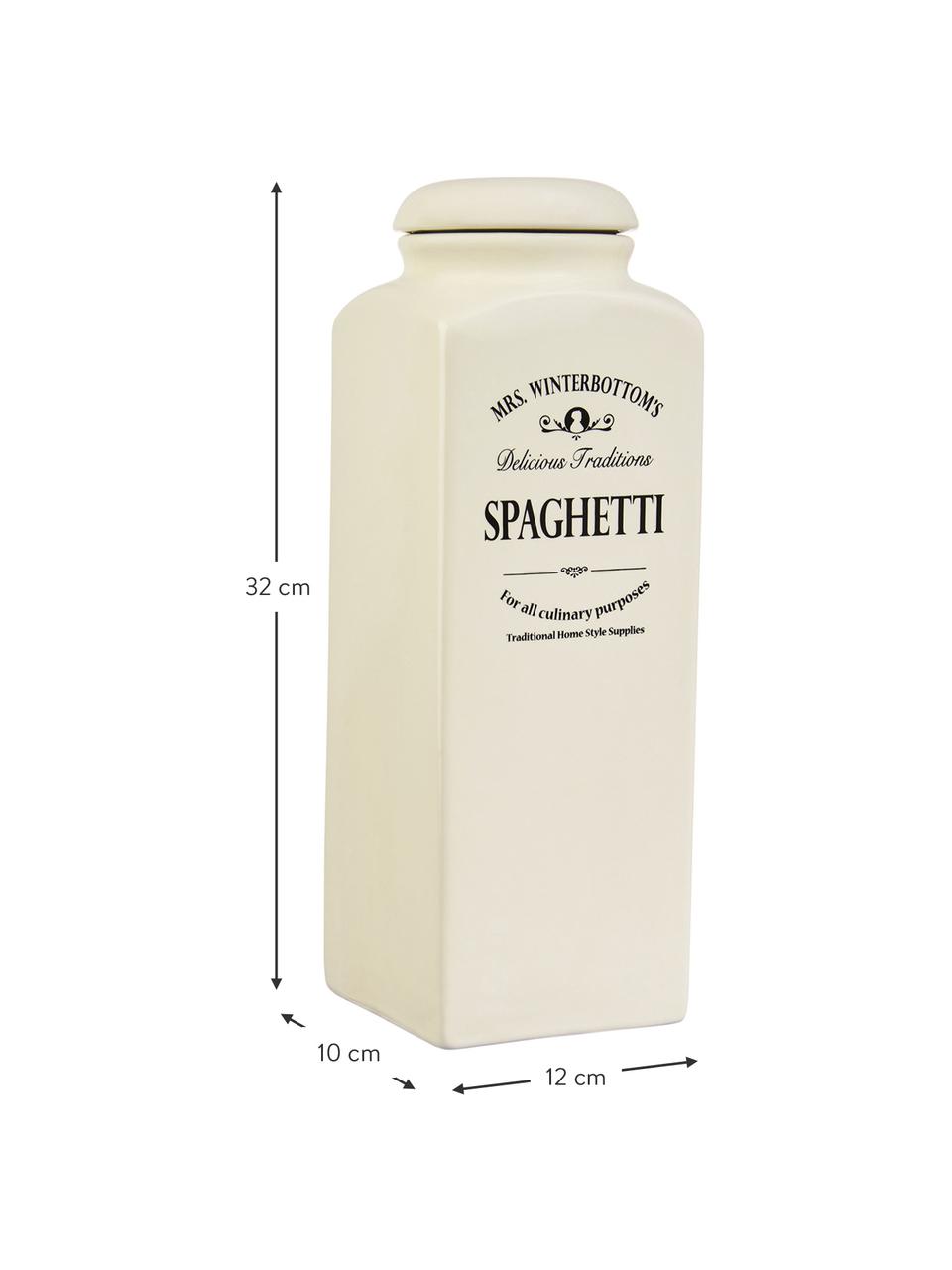 Aufbewahrungsdose Mrs Winterbottoms Spaghetti, Steingut, Cremeweiß, Schwarz, B 12 x H 32 cm, 2,2 L