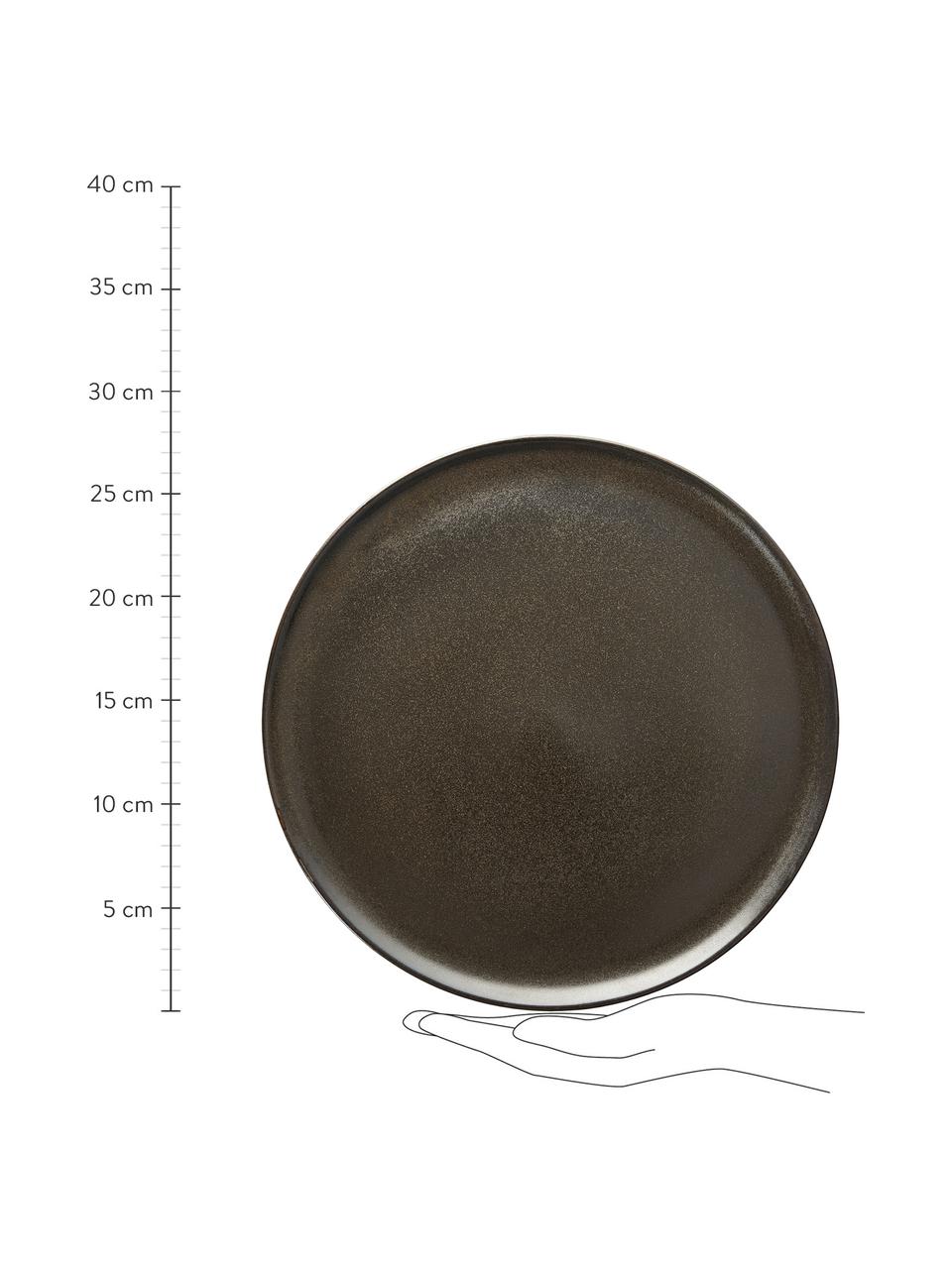 Speiseteller Raw, 6 Stück, Steingut, Braun, Ø 28 cm