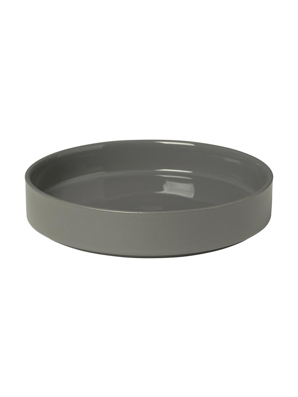 Assiette creuse gris foncé mat/brillant Pilar, 6 pièces, Céramique, Gris foncé, Ø 20 x haut. 4 cm