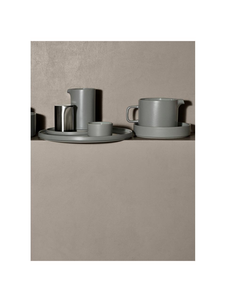 Piatto fondo grigio scuro opaco/lucido Pliar 6 pz, Ceramica, Grigio scuro, Ø 20 x Alt. 4 cm