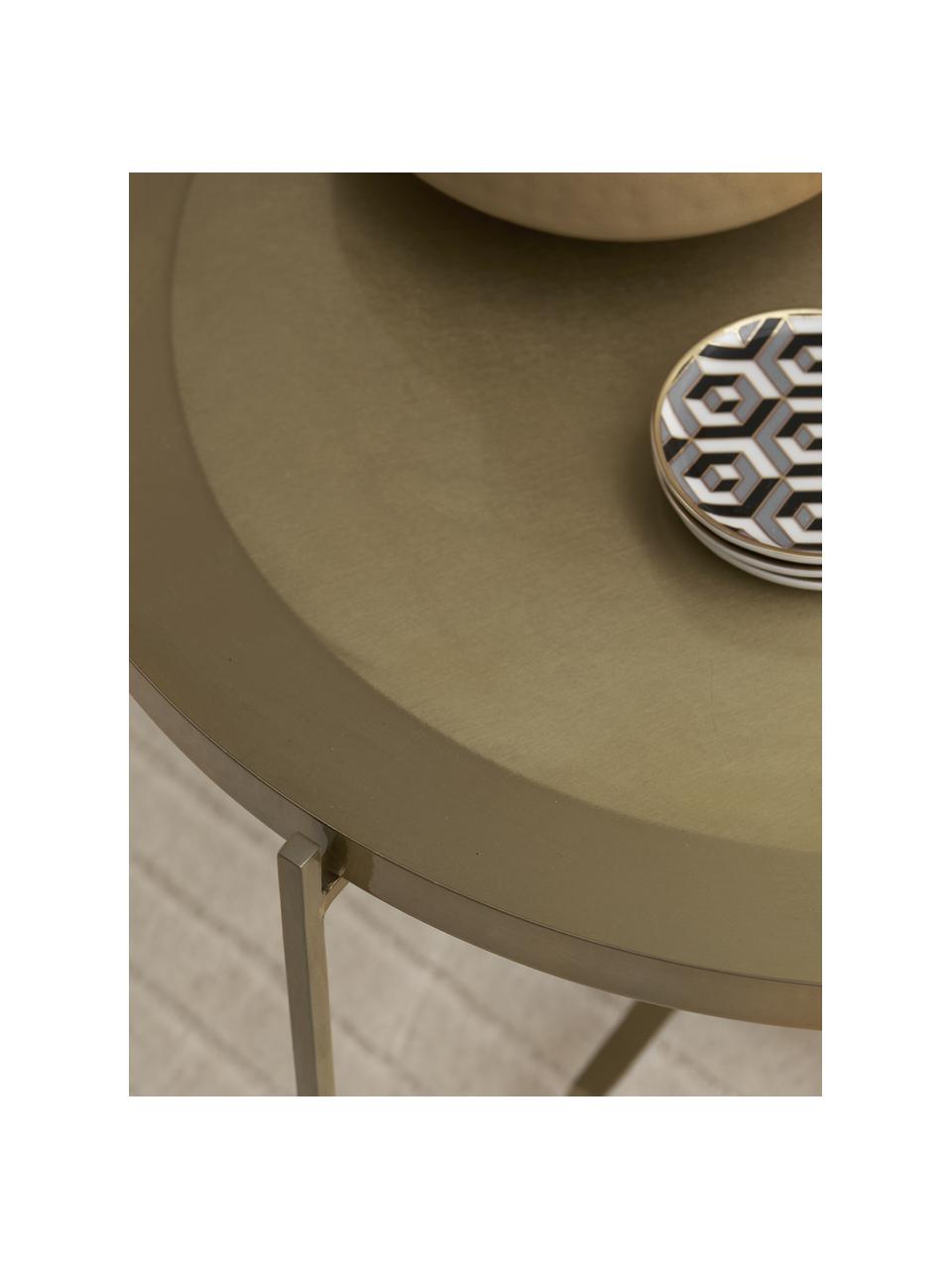Kulatý kovový odkládací stolek George, Potažený kov, Zlatá, Ø 57 cm, V 48 cm