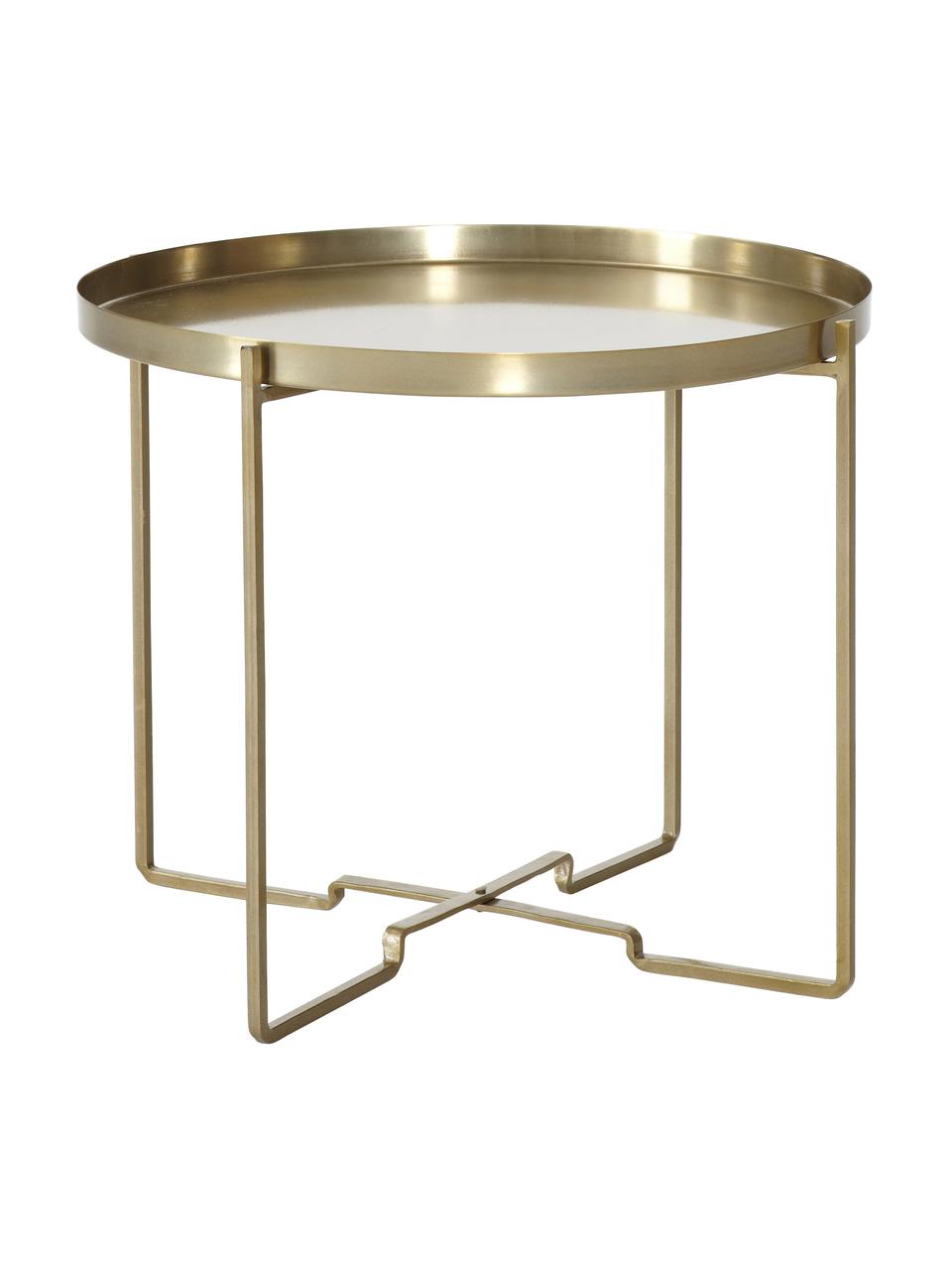 Table d'appoint ronde métal finition dorée George, Métal, enduit, Couleur dorée, Ø 57 x haut. 48 cm