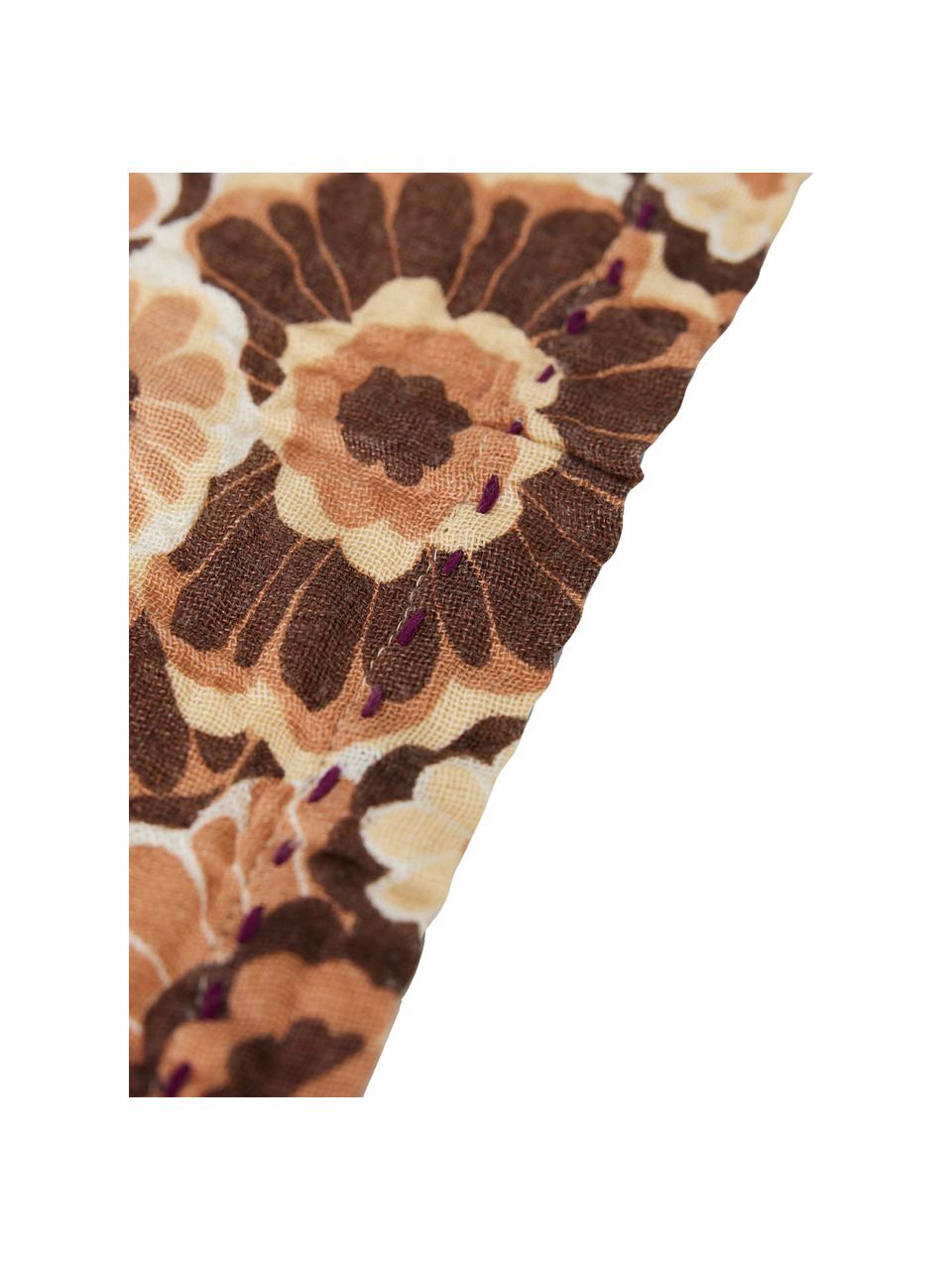 Servietten Floral, 2 Stück, 100 % Baumwolle, Braun, Orangetöne, Weiß, B 30 x L 30 cm