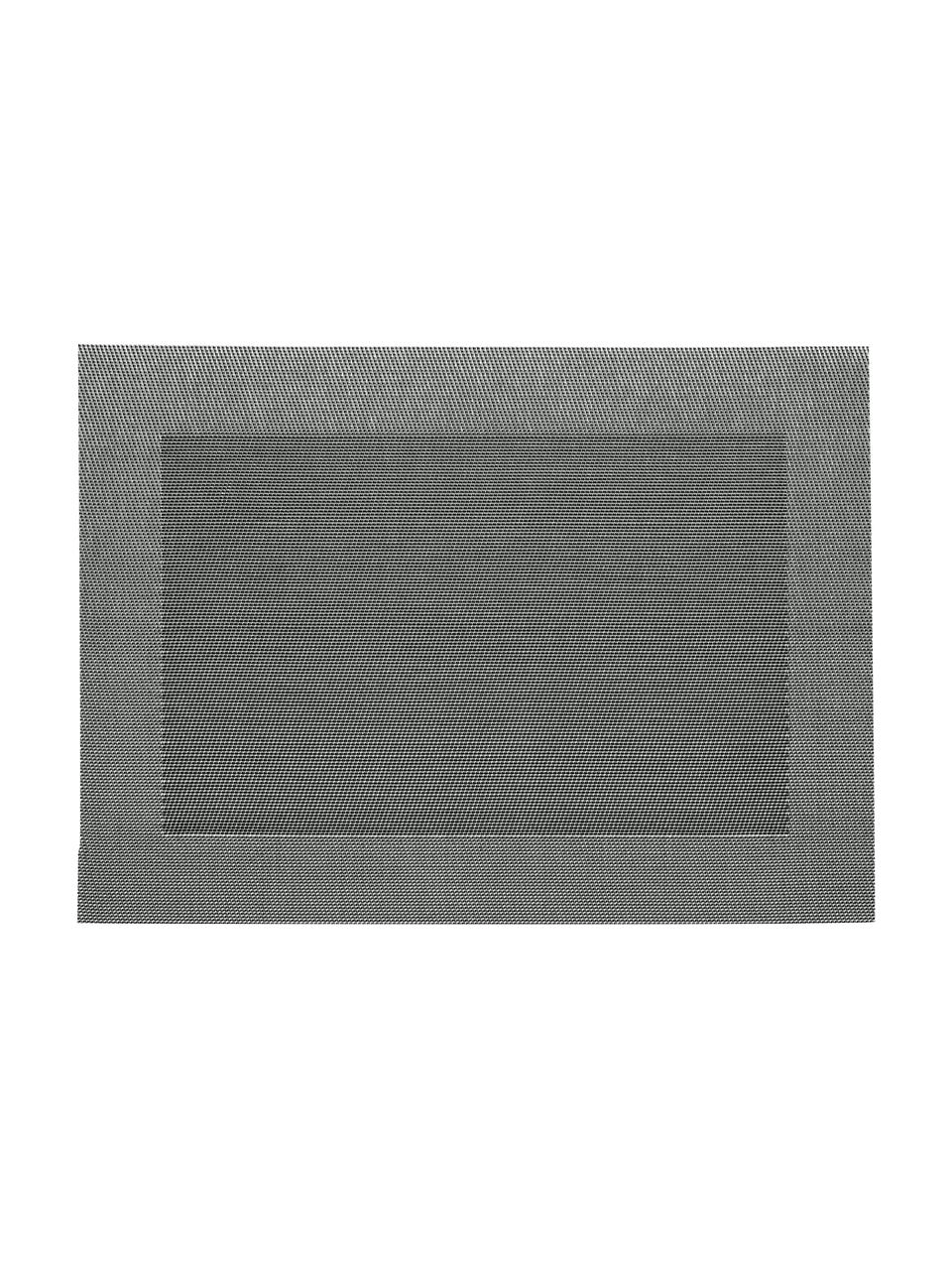 Placemats Modern, 2 stuks, Kunststof, Zilverkleurig, zwart, B 33 x L 46 cm