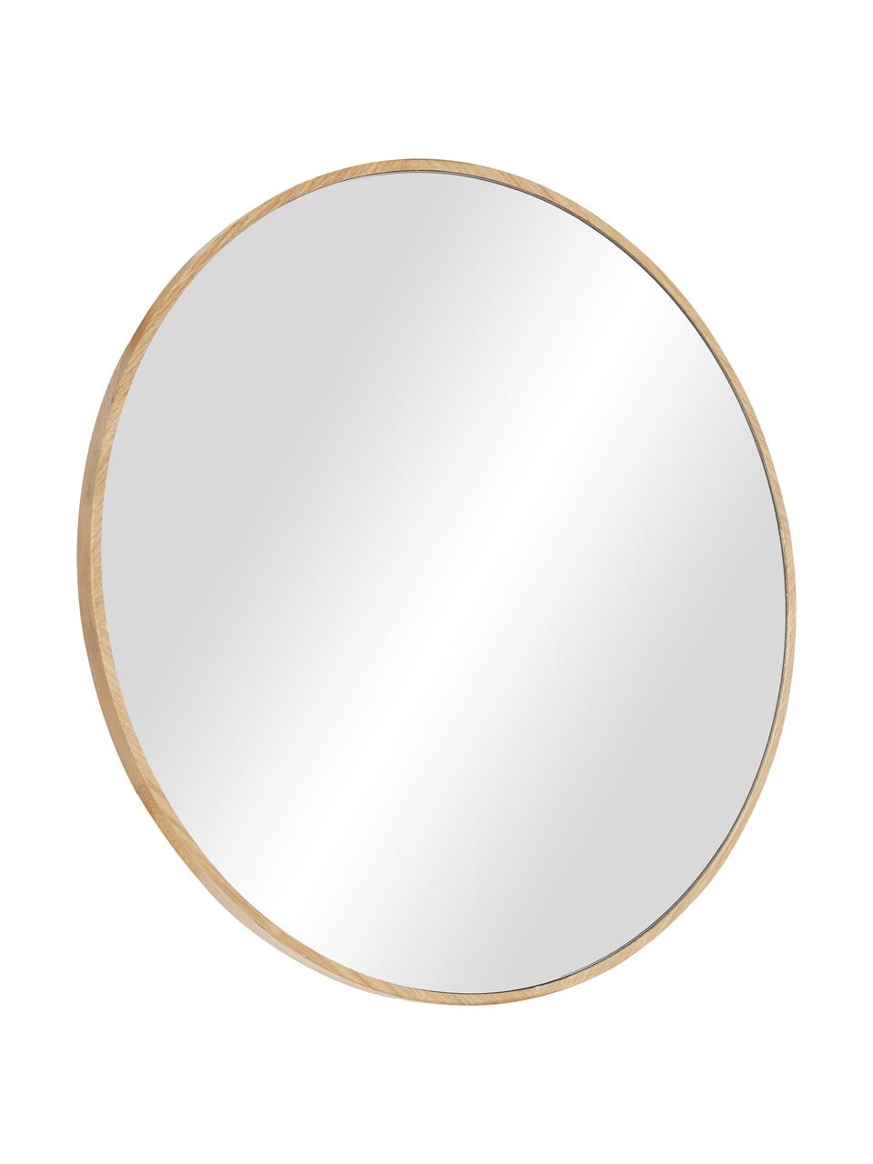 Okrúhle nástenné zrkadlo s dreveným rámom Avery, Dubové drevo, Ø 55 x H 2 cm