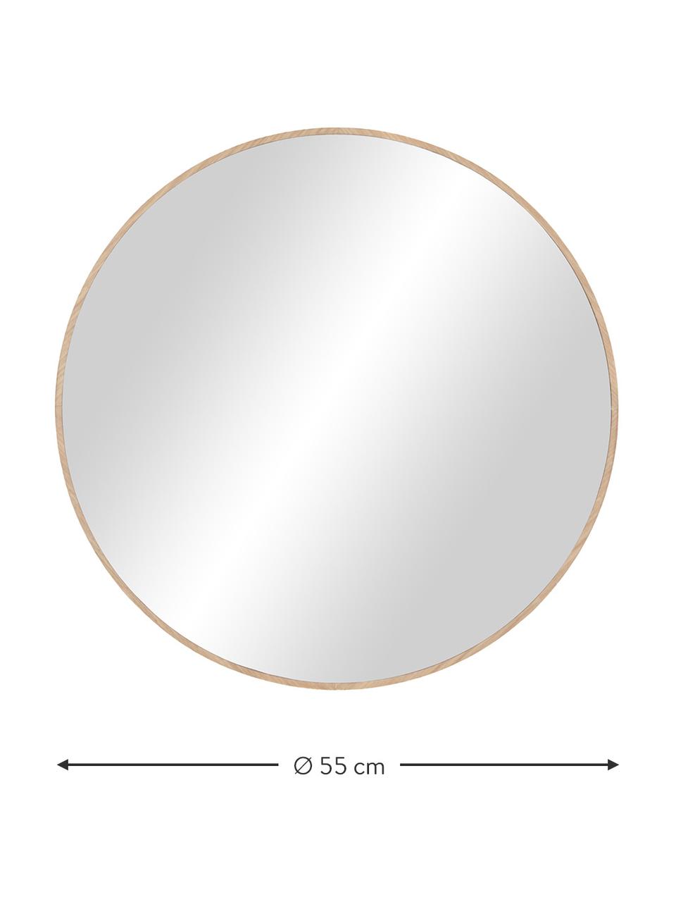 Okrągłe lustro ścienne z drewnianą ramą Avery, Brązowy, Ø 55 x G 2 cm