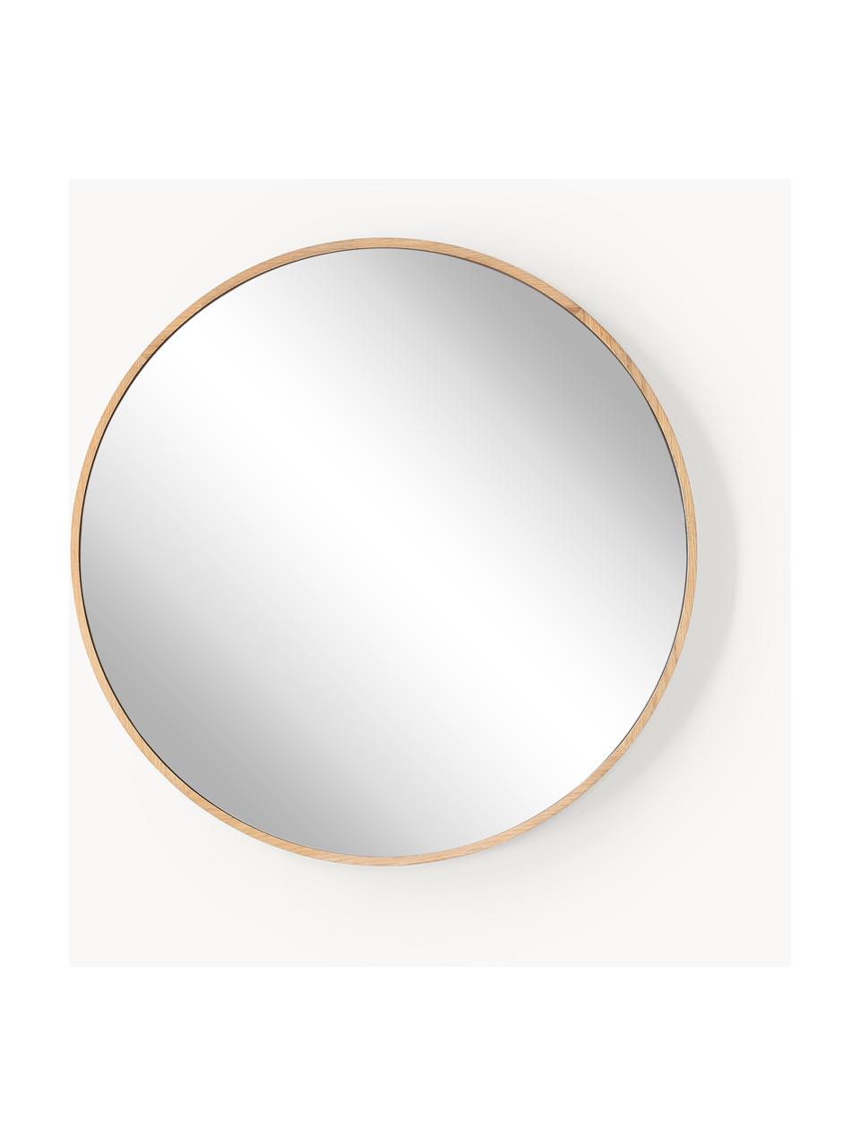 Okrągłe lustro ścienne z drewnianą ramą Avery, Drewno dębowe, Ø 55 x G 2 cm