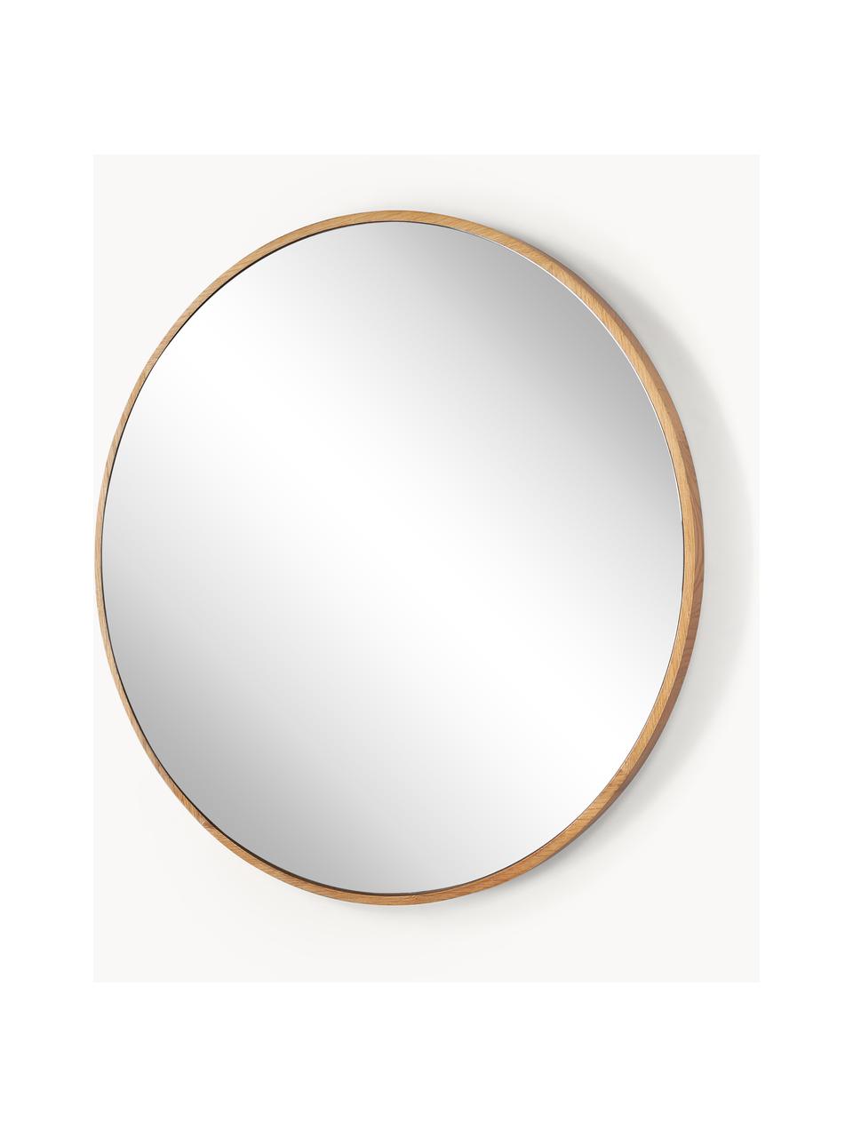 Miroir mural rond avec cadre en chêne Avery, Bois de chêne, Ø 55 cm